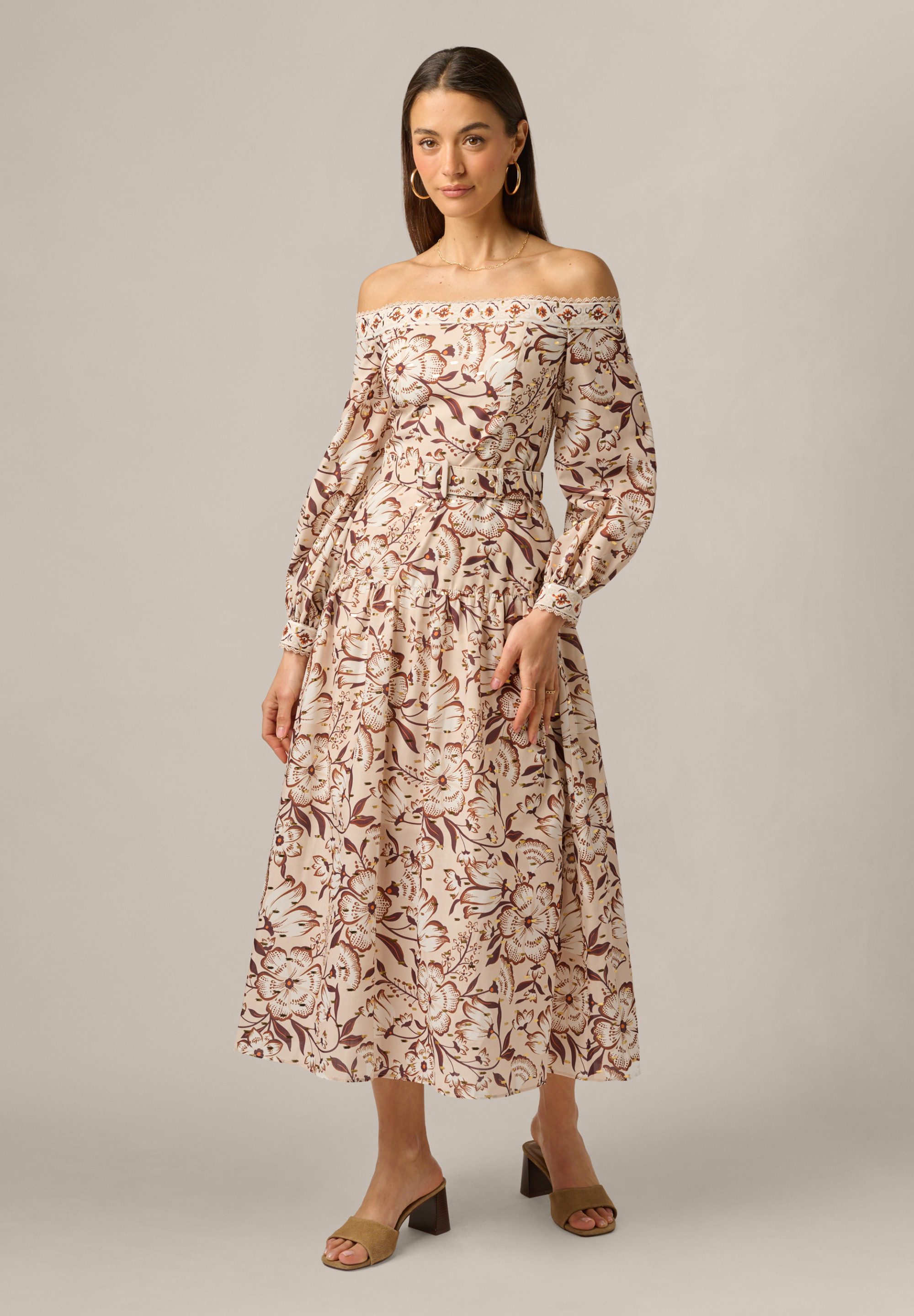 Adrianna Papell Midikleid Printed Midi Dress Vintage- und romantisches knöchellanges Midikleid