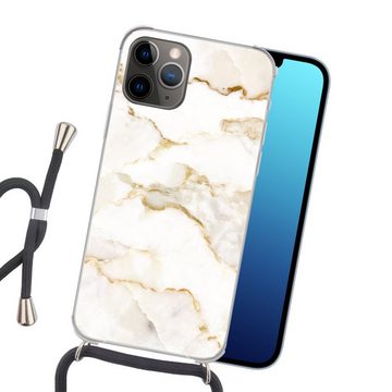 MuchoWow Handyhülle Marmor - Limette - Gold - Luxus - Marmoroptik - Weiß, Handyhülle Telefonhülle Apple iPhone 11 Pro Max