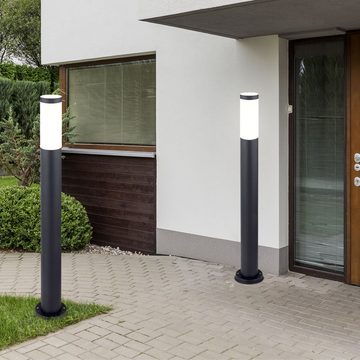 etc-shop Sockelleuchten, Leuchtmittel nicht inklusive, 2x Außen Steh Leuchten Garten Haus Weg Edelstahl Stand Sockel Lampe