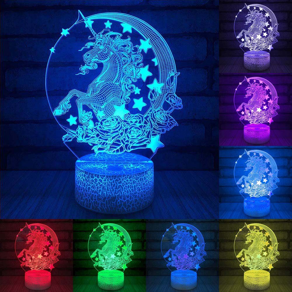 Rosnek LED Nachttischlampe LED 3D Einhorn günstig online kaufen