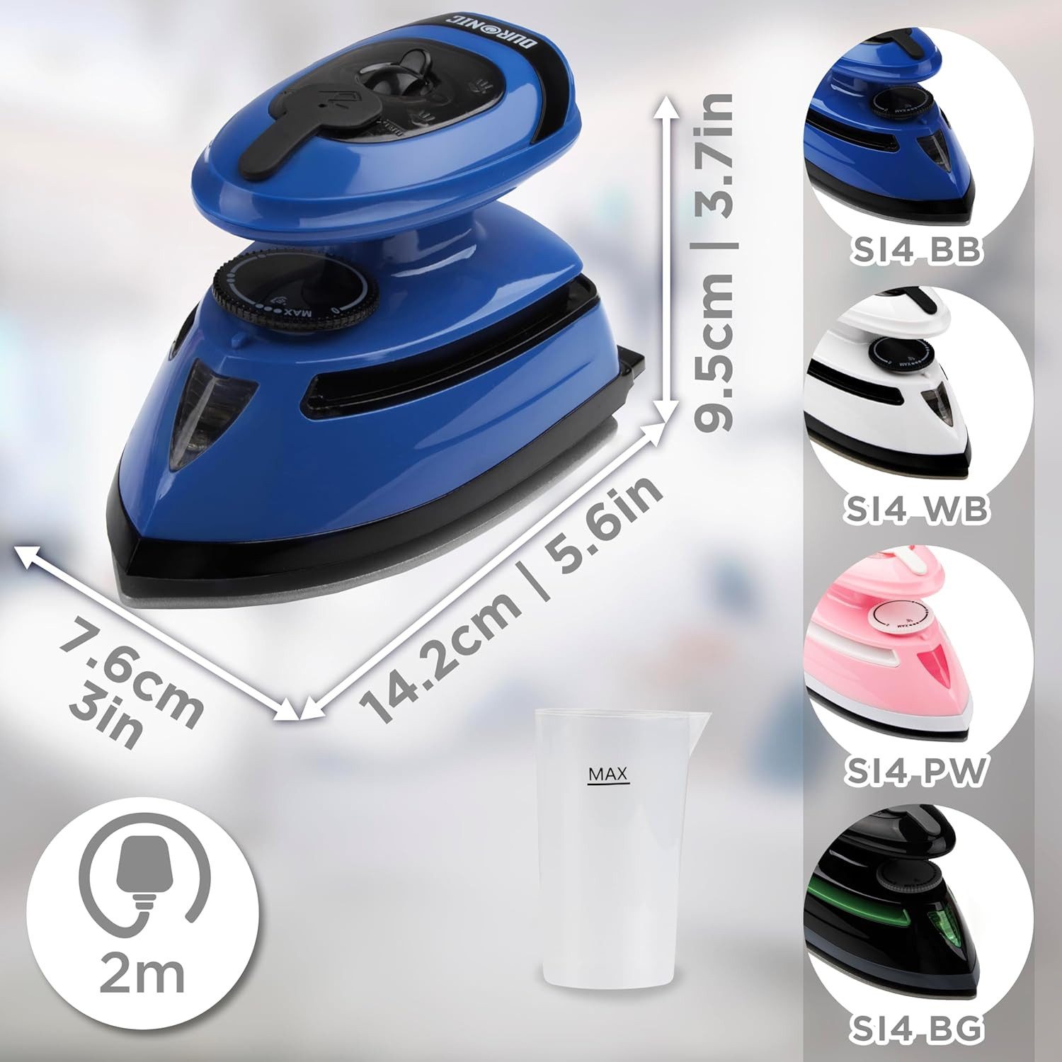 Duronic Reise-Dampfbügeleisen SI4 BB Mini Reisebügeleisen, 420W Mini Bügeleisen, Dampfbügeleisen