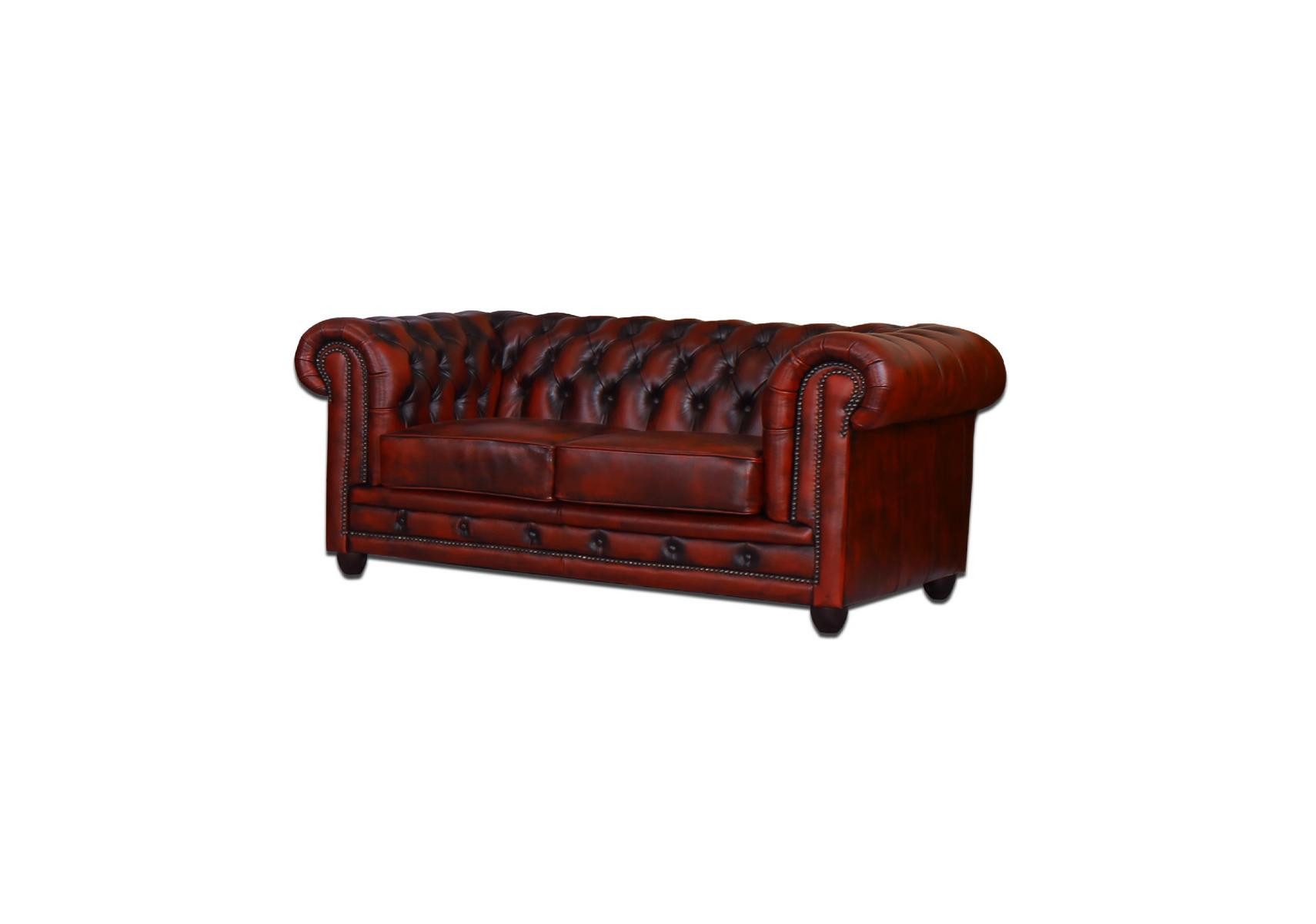 Salottini Chesterfield-Sofa Edles Sofa Chesterfield 2-Sitzer Couch Arsenal Ledersofa Salottini rot, 1 Teile, Handarbeit