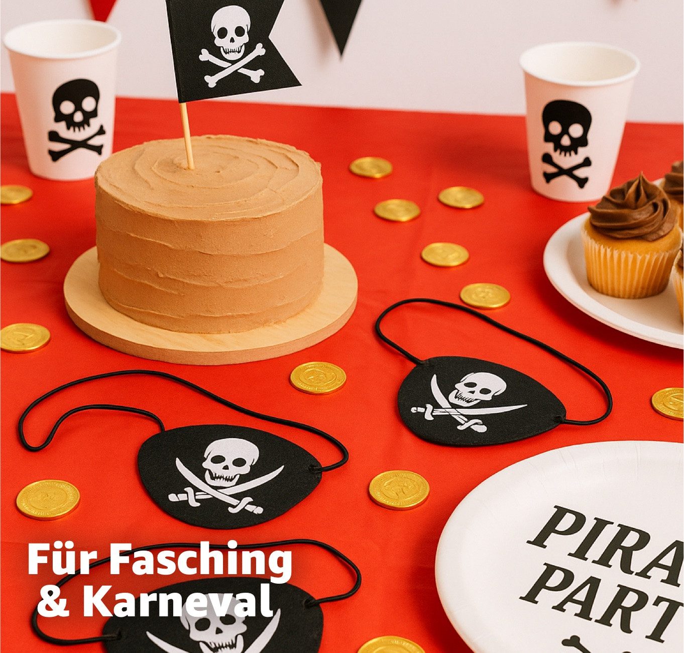 TK Gruppe Kostüm Piratenklappe Augenklappe – schwarz – Fasching & Karneval