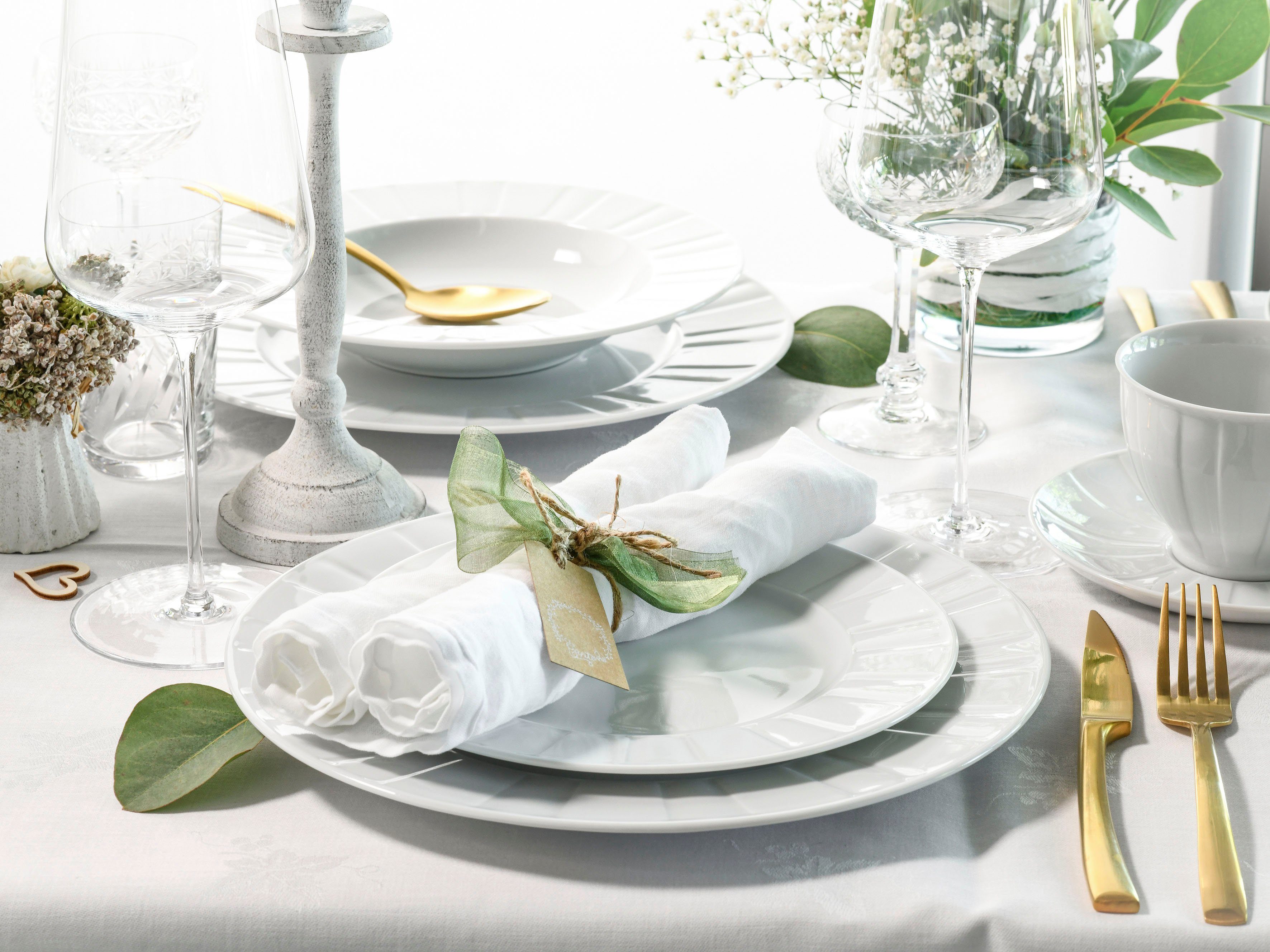 CreaTable Kombiservice Barcelona (30-tlg), 6 Personen, Porzellan, klassischer Manufakturstil