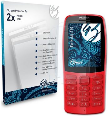 Bruni Schutzfolie Glasklare Displayschutzfolie für Nokia 210, (2 Folien), praktisch unsichtbar
