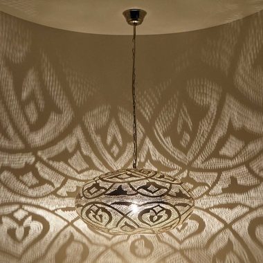 Casa Moro Hängeleuchte »Orientalische Hängeleuchte Sefrou D50 Silber aus Messing, echt versilberte Pendelleucht wie aus 1001 Nacht, EL2375«
