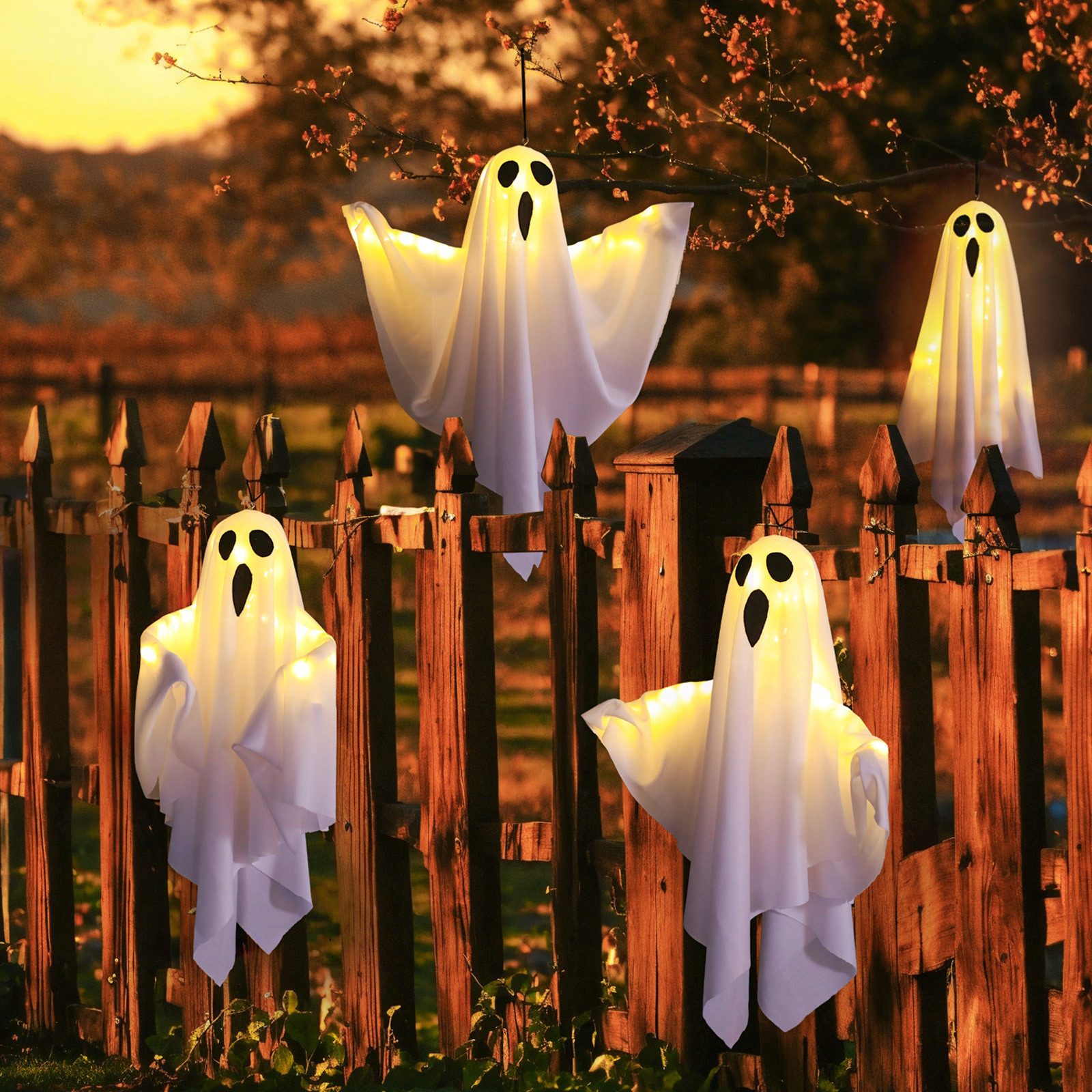 MUPOO LED-Lichterkette Halloween Deko Lichter,Geister Laterne günstig online kaufen