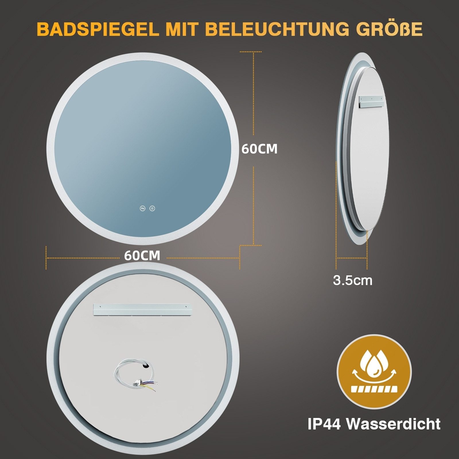 PESENXAN Badspiegel Badezimmerspiegel Wandspiegel, Runder Badspiegel günstig online kaufen