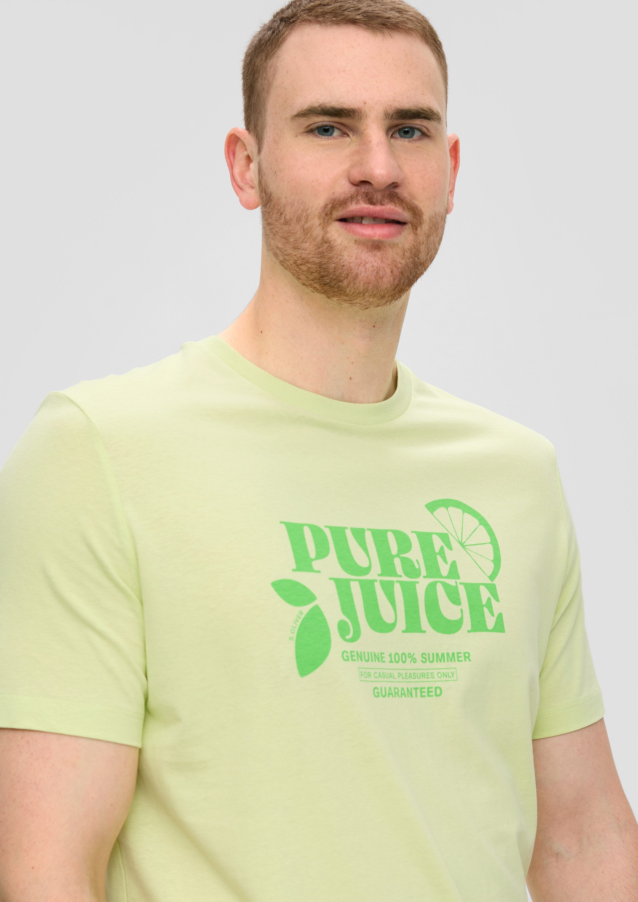 s.Oliver Kurzarmshirt T-Shirt Baumwollshirt mit Frontprint