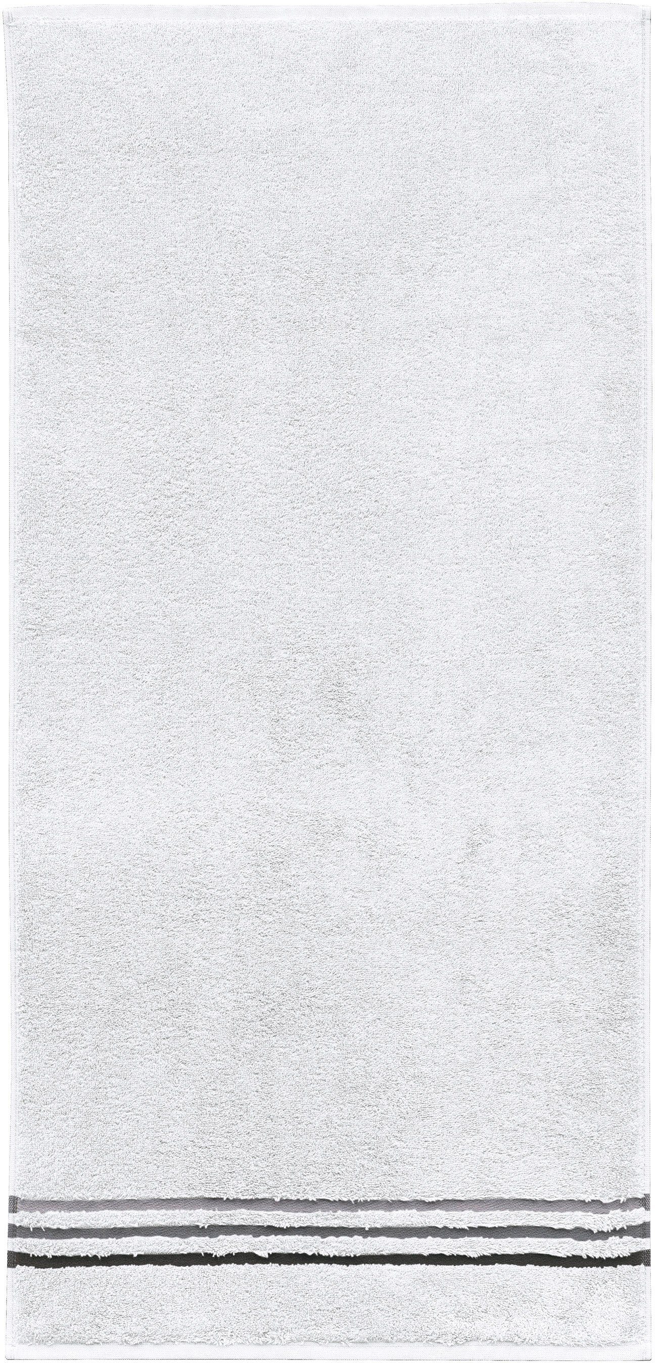 Schiesser Duschtücher Skyline kuschelweicher eleganter Baumwolle, GREEN IN Set Frottier OEKO-TEX®-zertifiziert (2-St), by Weiß MADE aus Color mit im Streifenbordüre, 2er