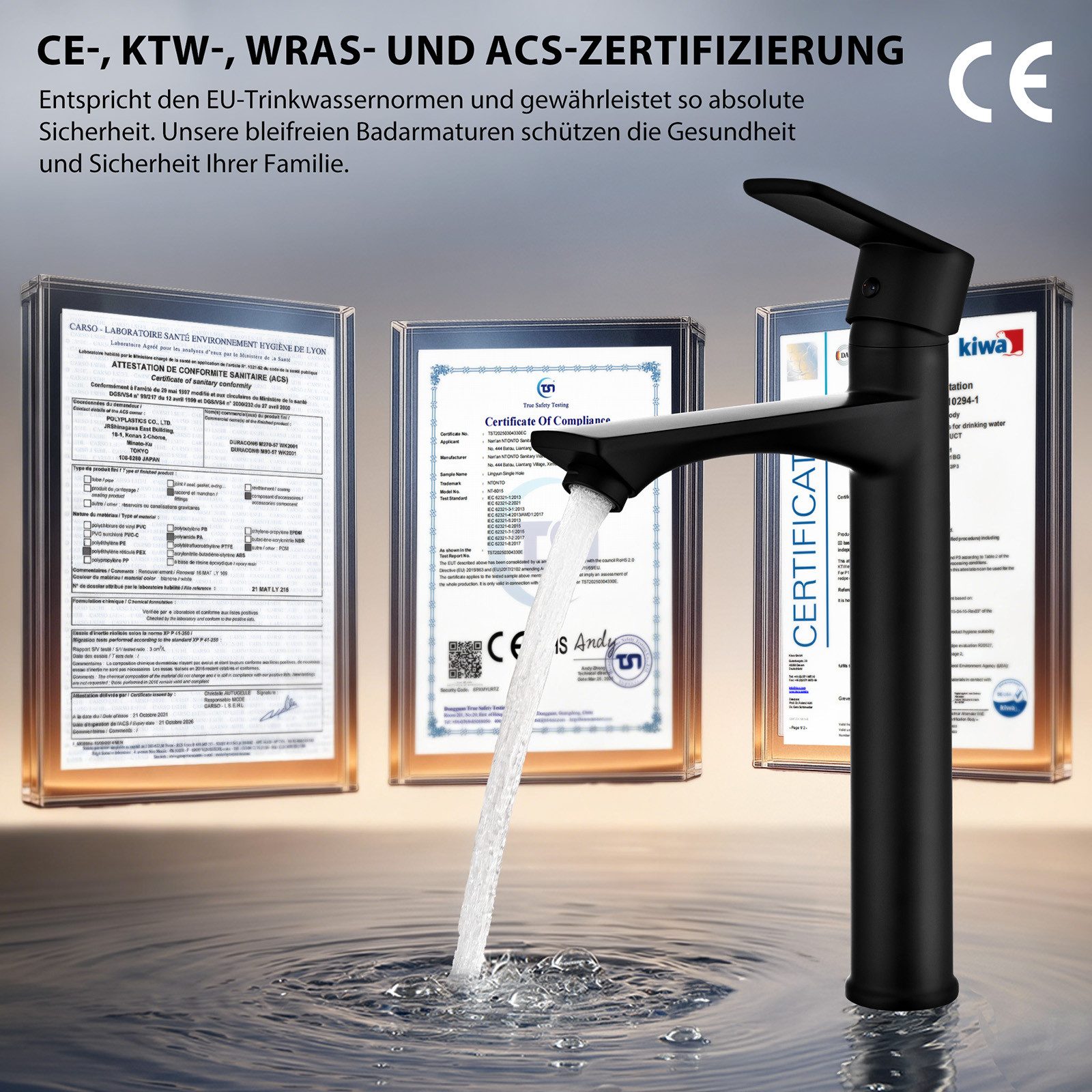 HOMELODY Waschtischarmatur Einhebelmischer Bad Wasserhahn Mischbatterie Armatur Waschbecken (Set) Keramikkartusche, Perlator, 3/8 Anschluss, einfache Montage, S – Bild 5 von 5