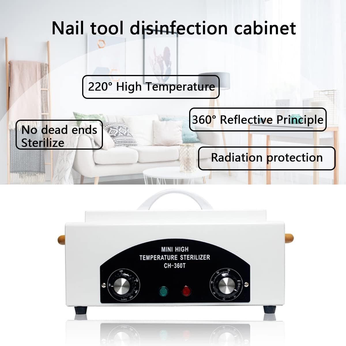 Ophy Dampfsterilisator Heißluftsterilisator (Trockenhitze) – 200 °C, 300 W, 1,5 L, 1-tlg., mit Timer & Kontrollleuchte – für Nagelwerkzeuge & Friseursalon – Bild 4 von 5