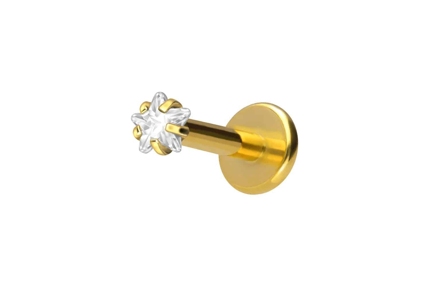 PIERCINGLINE Piercing-Set Titan Labret mit Innengewinde EINGEFASSTER KRISTA günstig online kaufen