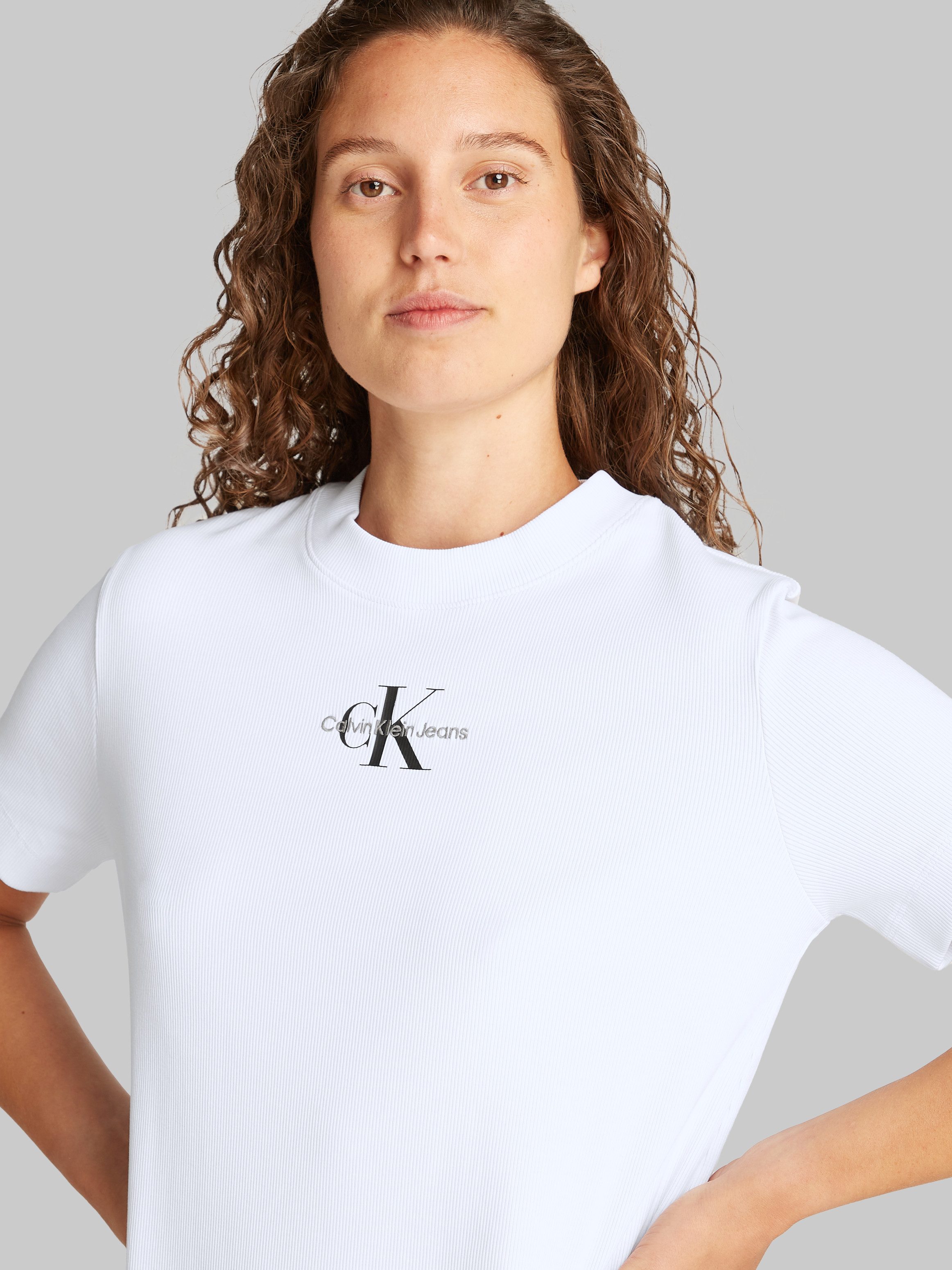 Calvin Klein Jeans midi dress MONOLOGO LONG RIB TEE DRESS with logo