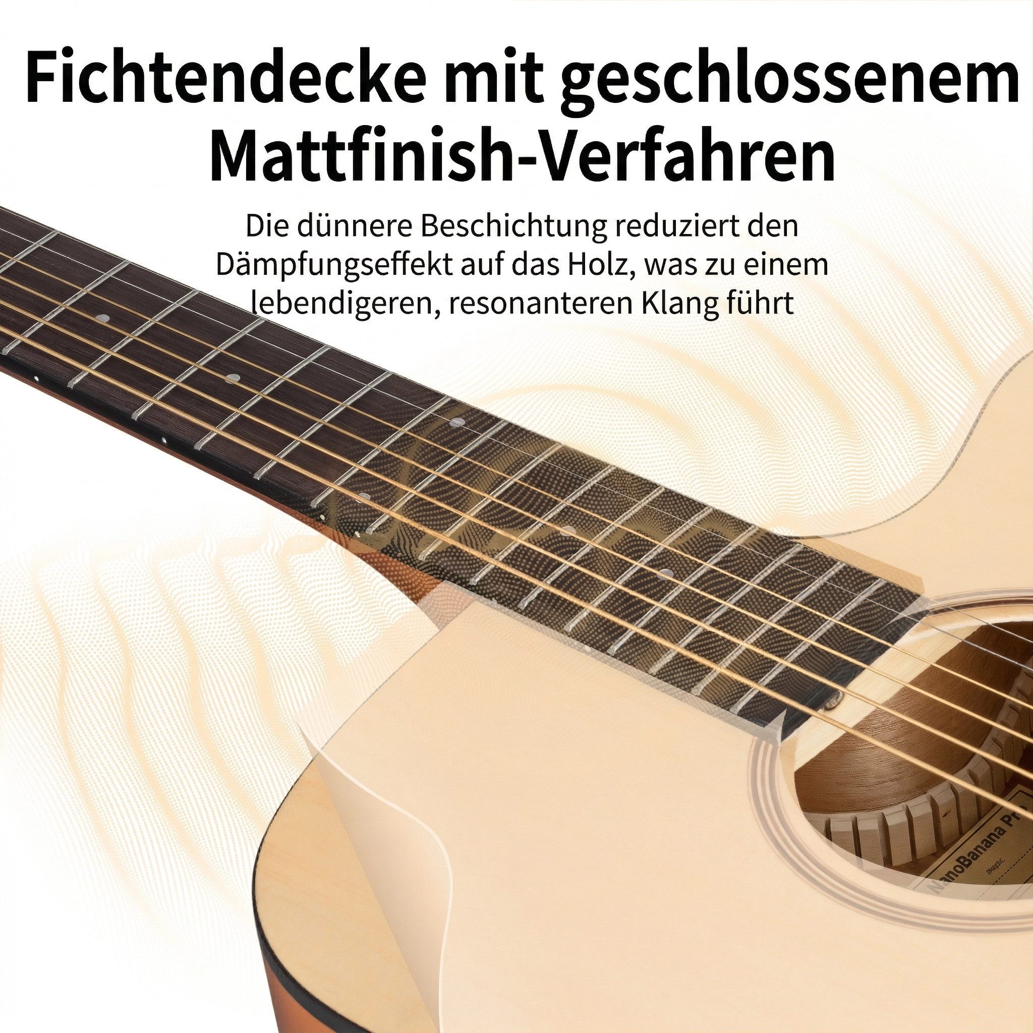Donner Akustikgitarre 41 Zoll Akustikgitarren-Set mit Cutaway Paket mit Online-Unterricht, mit Gigbag, Gurt, Stimmgerät, Schlagbrett, für Anfänger in voller Grö – Bild 5 von 5