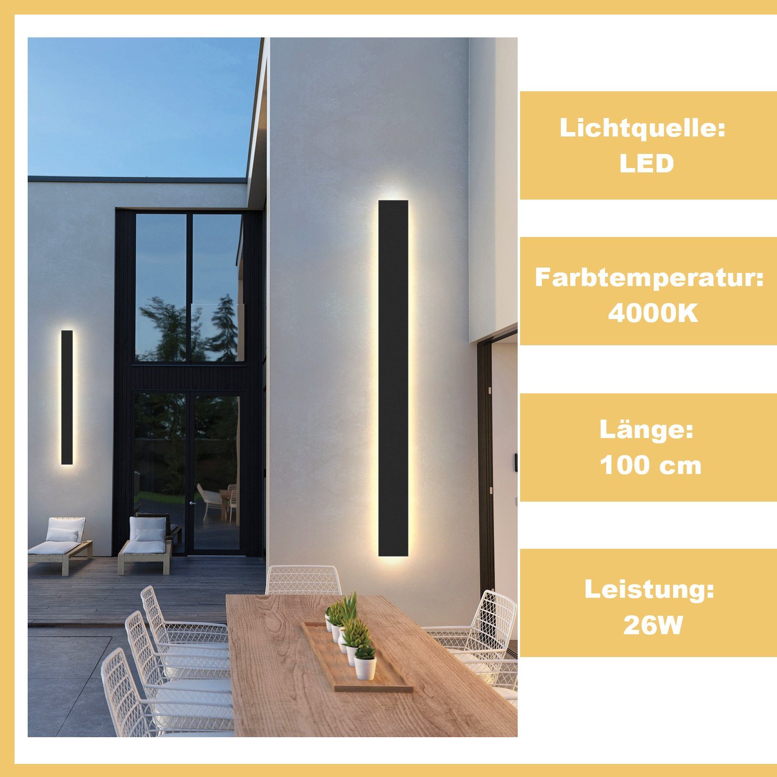 ZMH LED Außen-Wandleuchte Innen/Außen: 100CM Aussenlampe günstig online kaufen
