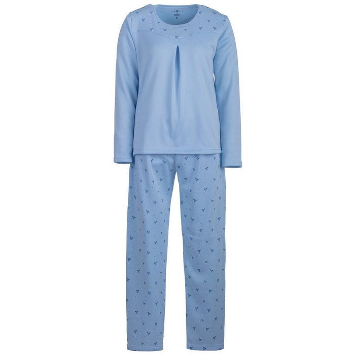 Lucky Schlafanzug Lucky by zeitlos Thermo Pyjama Set Spitzendruck Schleife Schlafanzug
