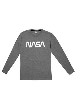 United Labels® Schlafanzug NASA Schlafanzug für Männer Pyjama Set Langarm Herren Grau/Schwarz
