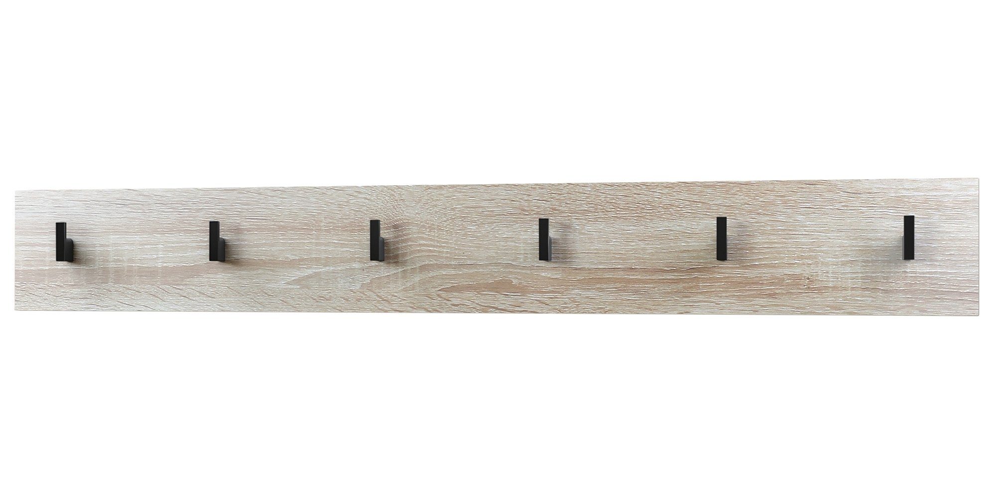Vladon Шкафыpaneel Linea V1 (Wandgarderobe, mit 6 Kleiderhaken), Eiche sägerau (110,5 x 14,5 x 3,5 cm)