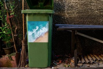 MuchoWow Wandsticker Strand - Wasser - Meer (1 St), Mülleimer-aufkleber, Mülltonne, Sticker, Container, Abfalbehälter