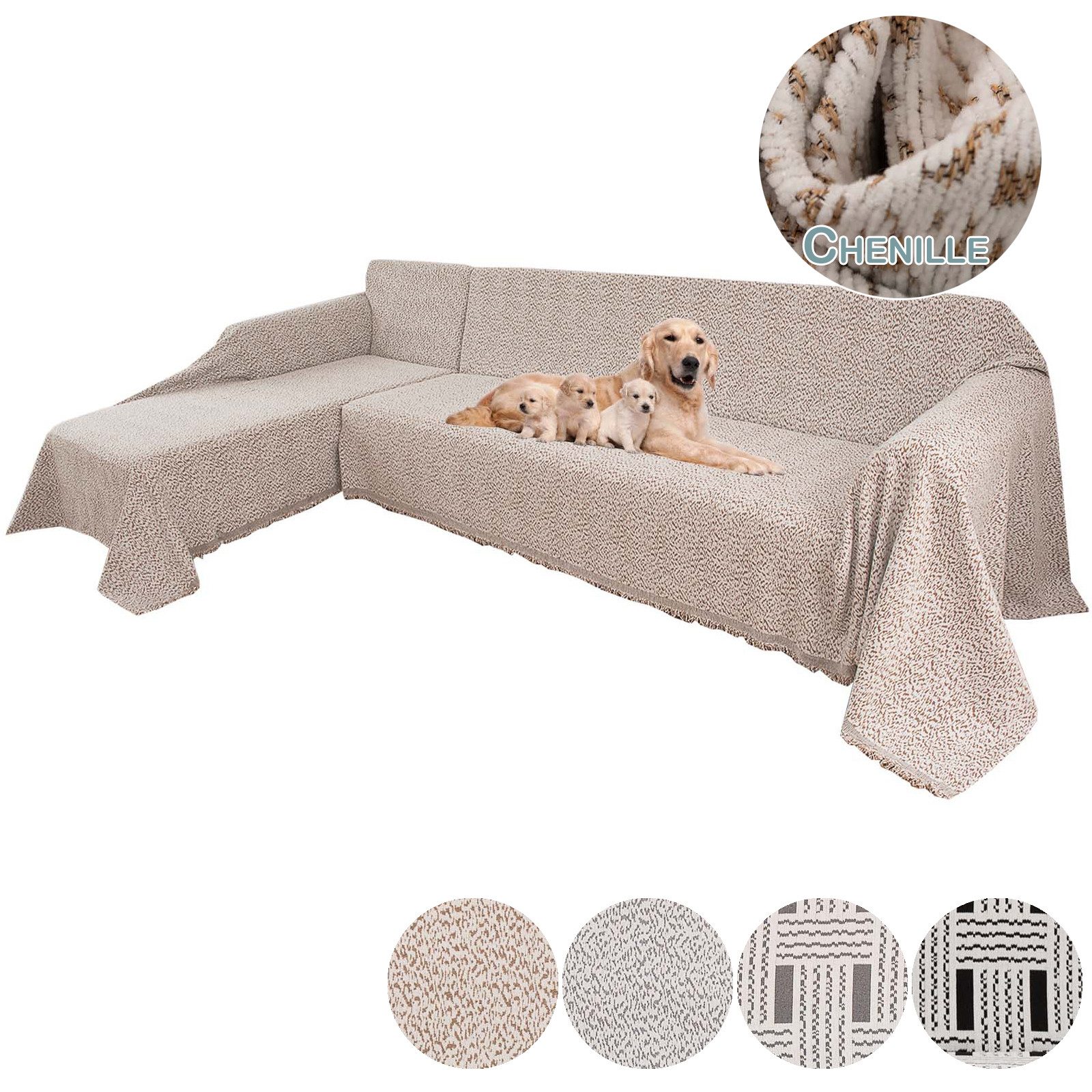 Sitzbezug Für Sofa LINGKY Sofabezug Für Ecksofa L-Form – Weicher Chenille-Stoff, Rutschfest, Waschbar, Einzeln Erhältlich, Für 1/2/3/4-Sitzer, Kaffee, 90x180 Cm
