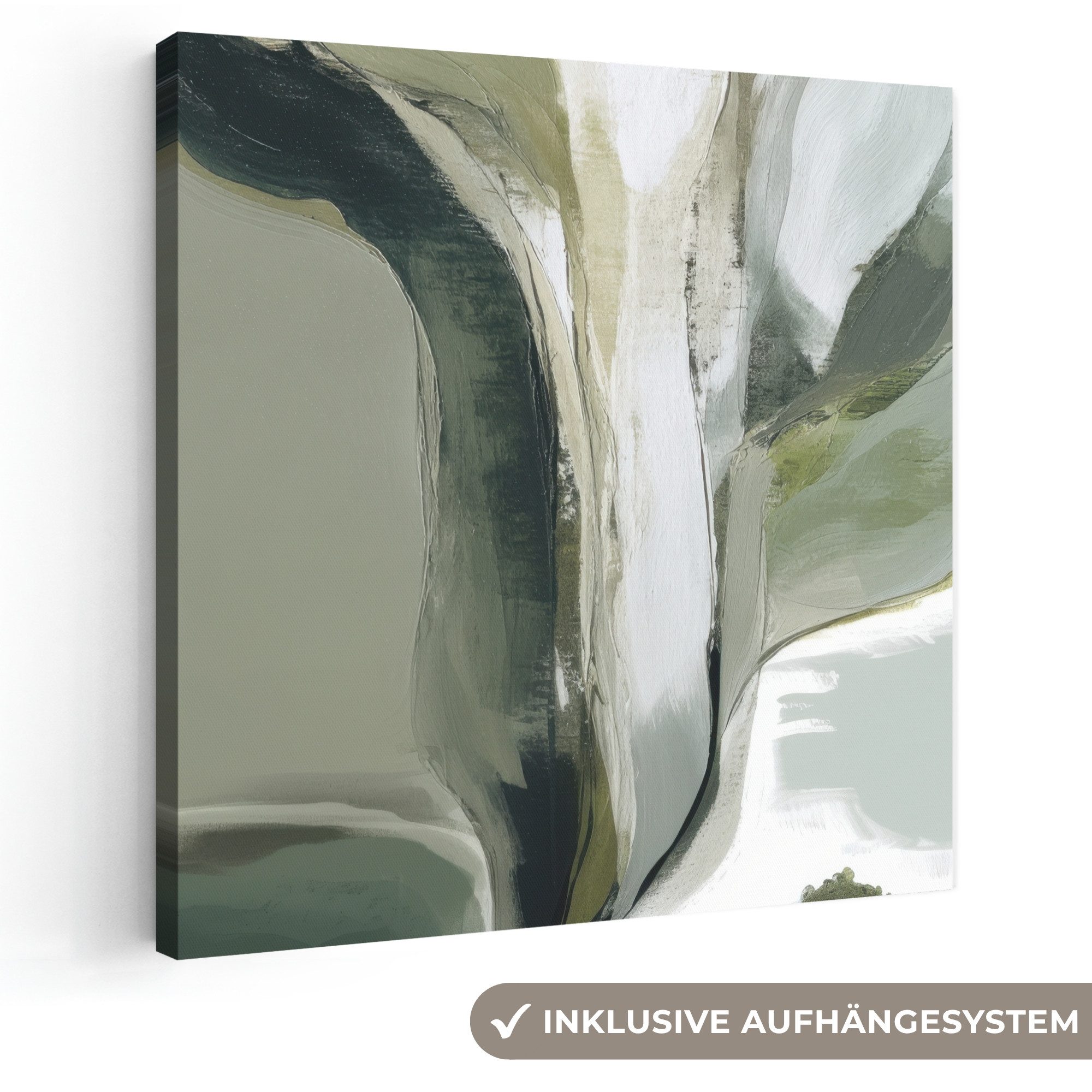 OneMillionCanvasses® Leinwandbild Natur - Abstrakt - Grün - Pinselstriche, Fotodruck (1 St), Wandbild, Deko Schlafzimmer Wohnzimmer Flur 20x20 cm