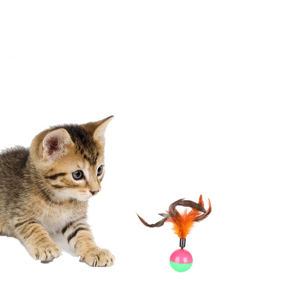 Tier-Beschäftigungsspielzeug Katzenspielzeug Ball mit Feder Kauspielzeug - K-11