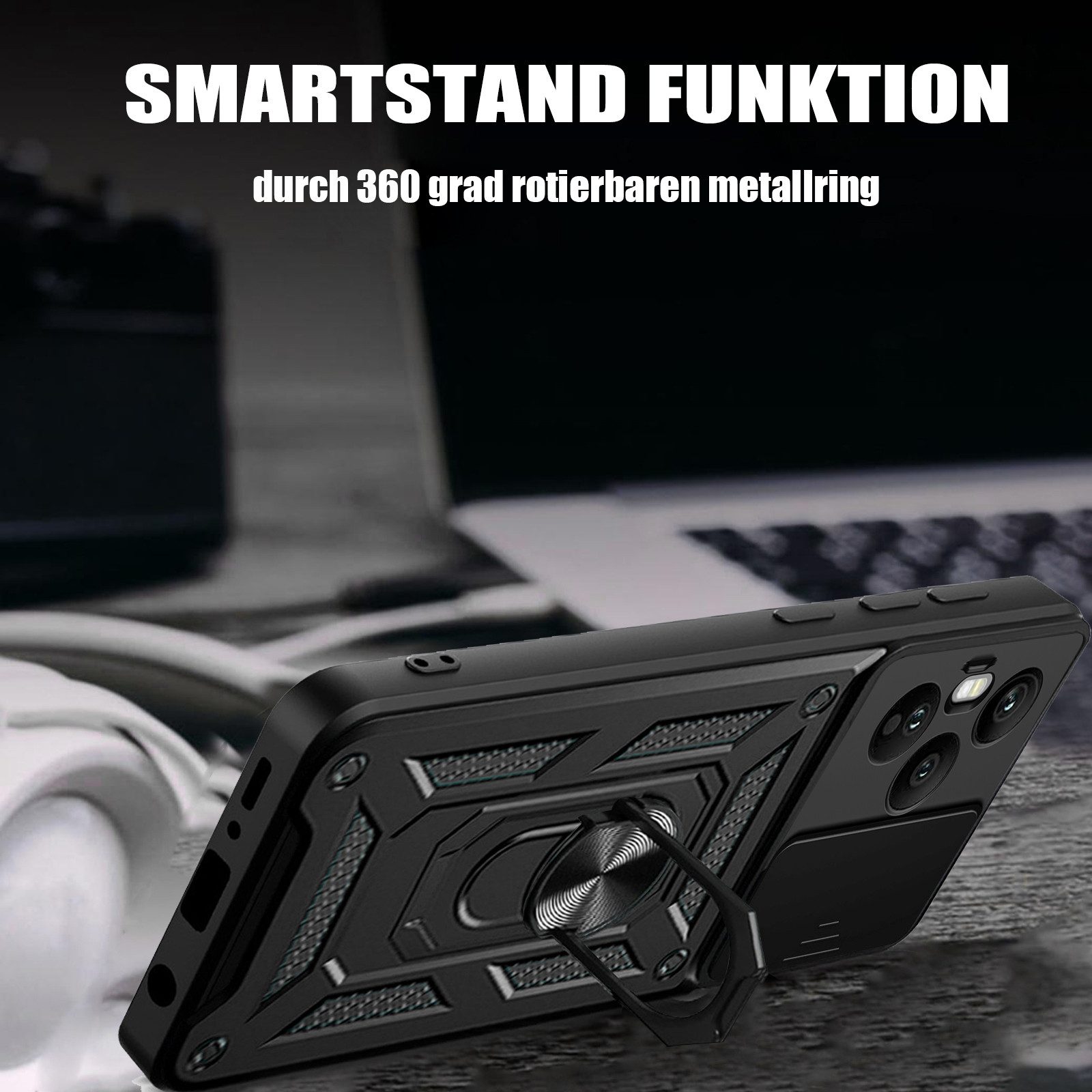 betterfon Handyhülle Panzer Hülle für Honor 400 Pro Outdoor Case mit Kameraschutz, Outdoorhülle mit Ringhalter Smartstand Kameraschutz und Silikonkern