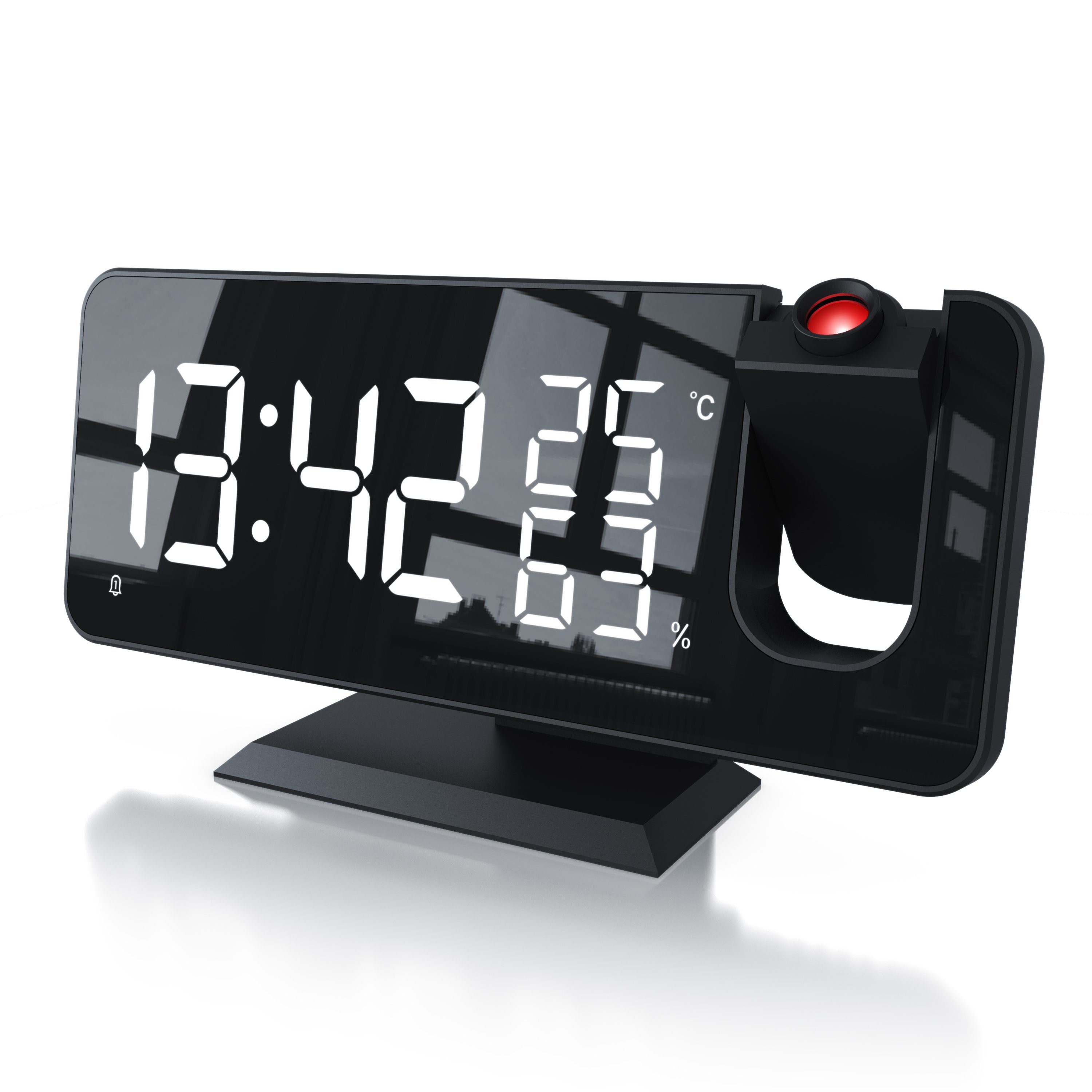 Radiowecker Projektions Wecker Digital, Autodimmer, Dual-Alarm 12 / 24h & USB