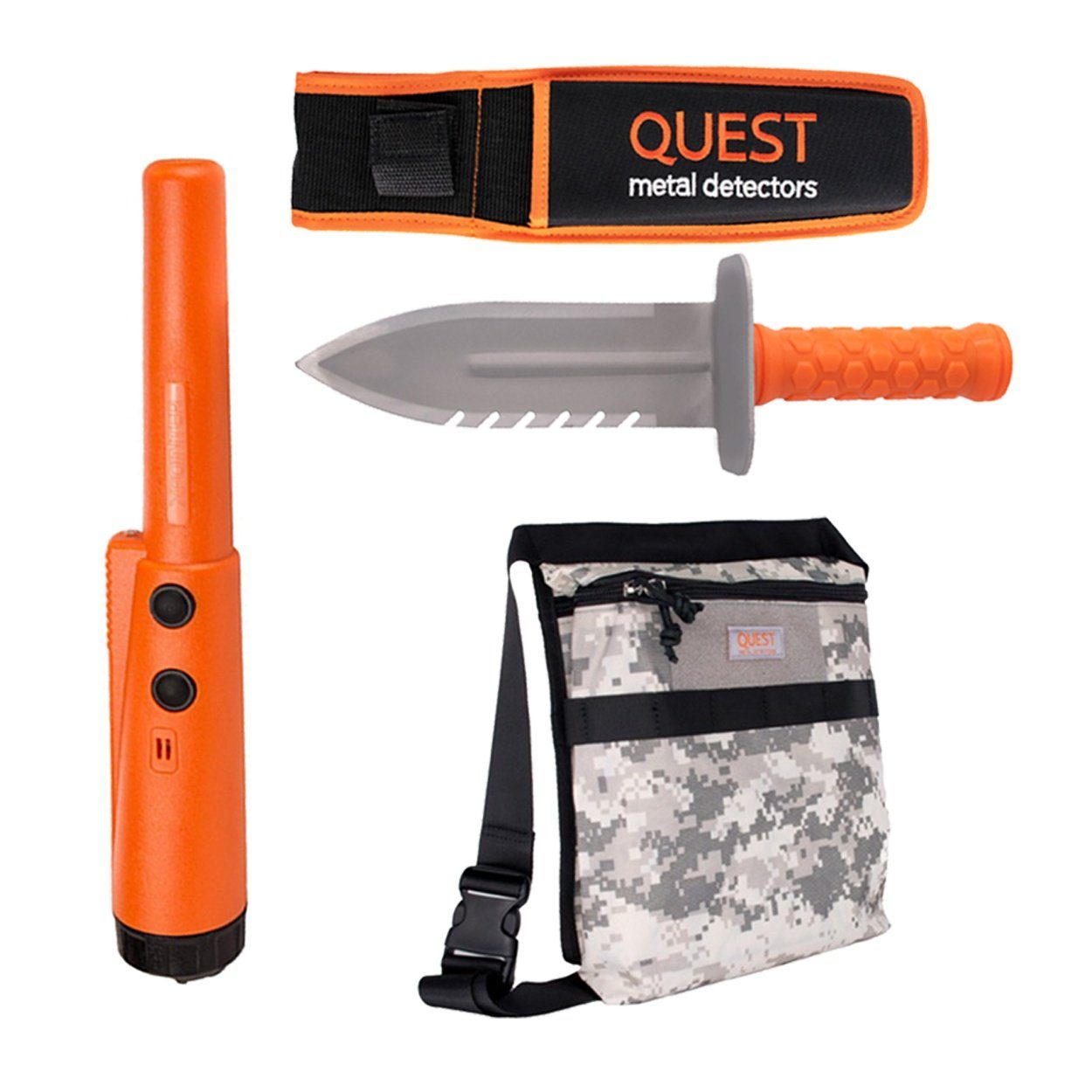 Quest Metalldetektor Quest XPointer + Grabungsmesser + Fundtasche