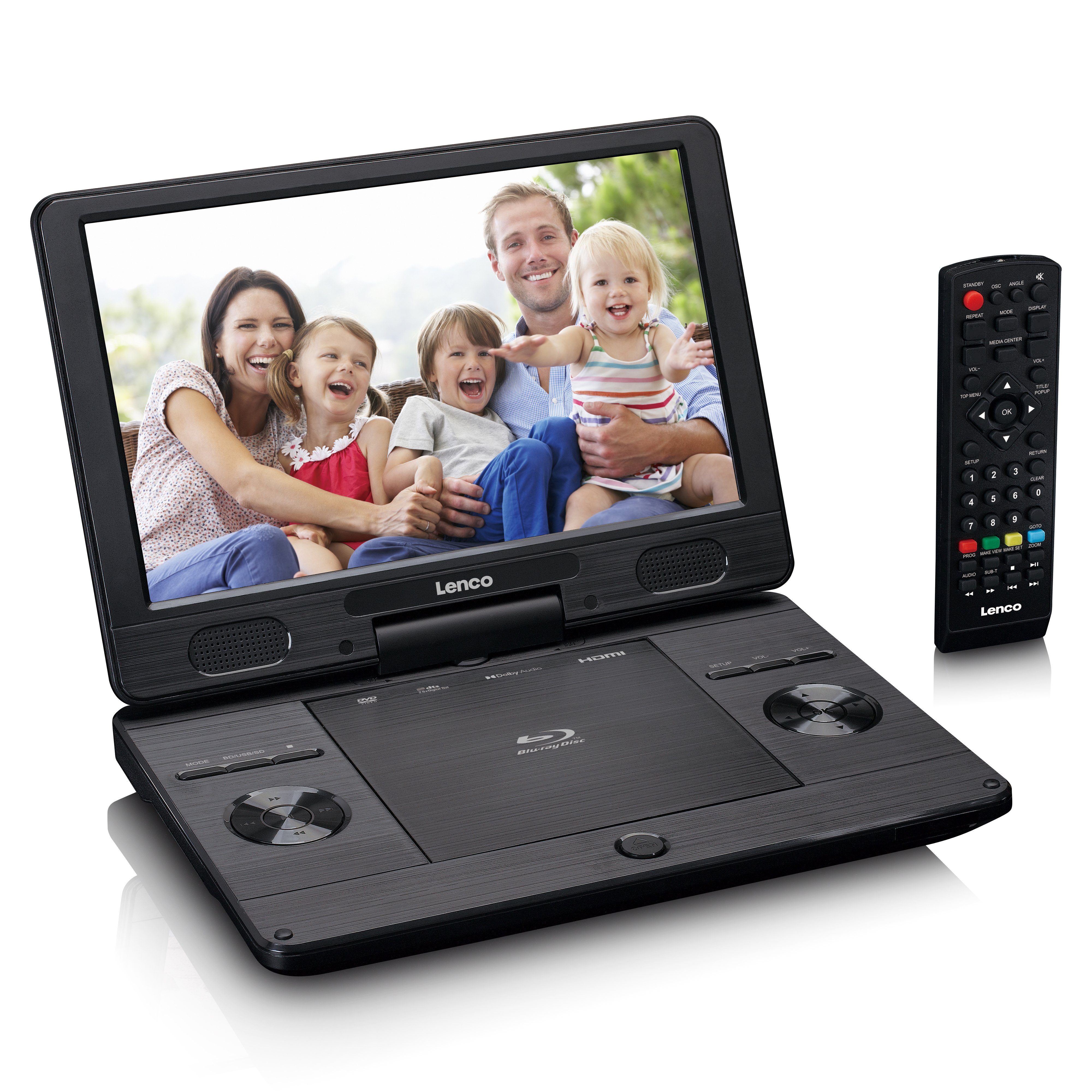 Lenco BRP-1150BK Portabler DVD-Player (HD-Auflösung, tragbarer 11,5 Zoll Blu-ray DVD-Player mit Akku, USB & SD-Karten Slot)