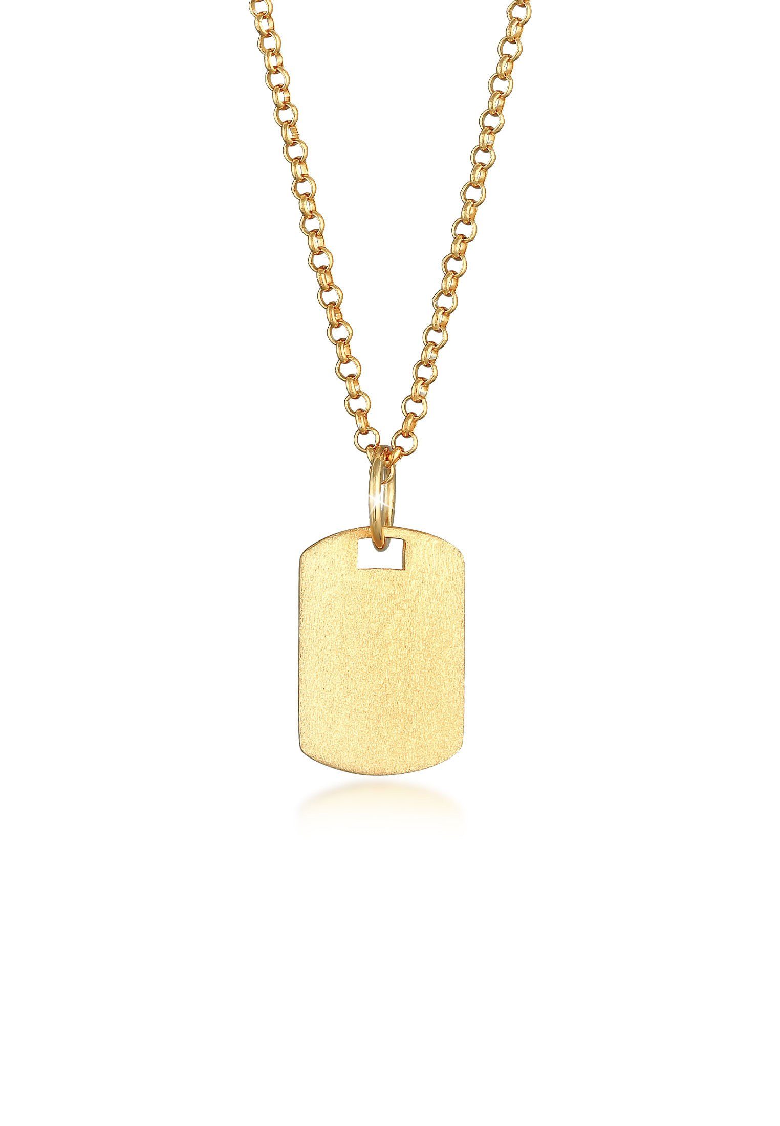 Kette mit Anhänger Herren Dog Tag Military Platte Brushed 925 Silber