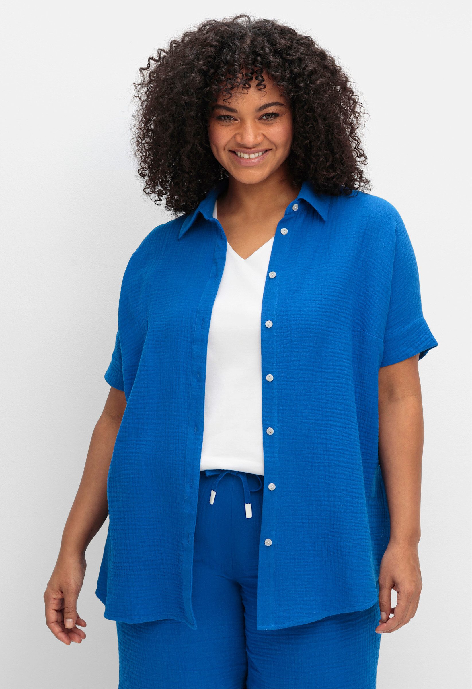 Sheego Klassische Bluse Hemdbluse Kurzarm günstig online kaufen