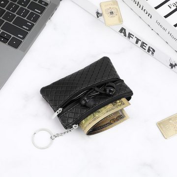 Coonoor Mini Geldbörse mit Schlüsselring Münzfach Reißverschlussfach im Retro-Stil