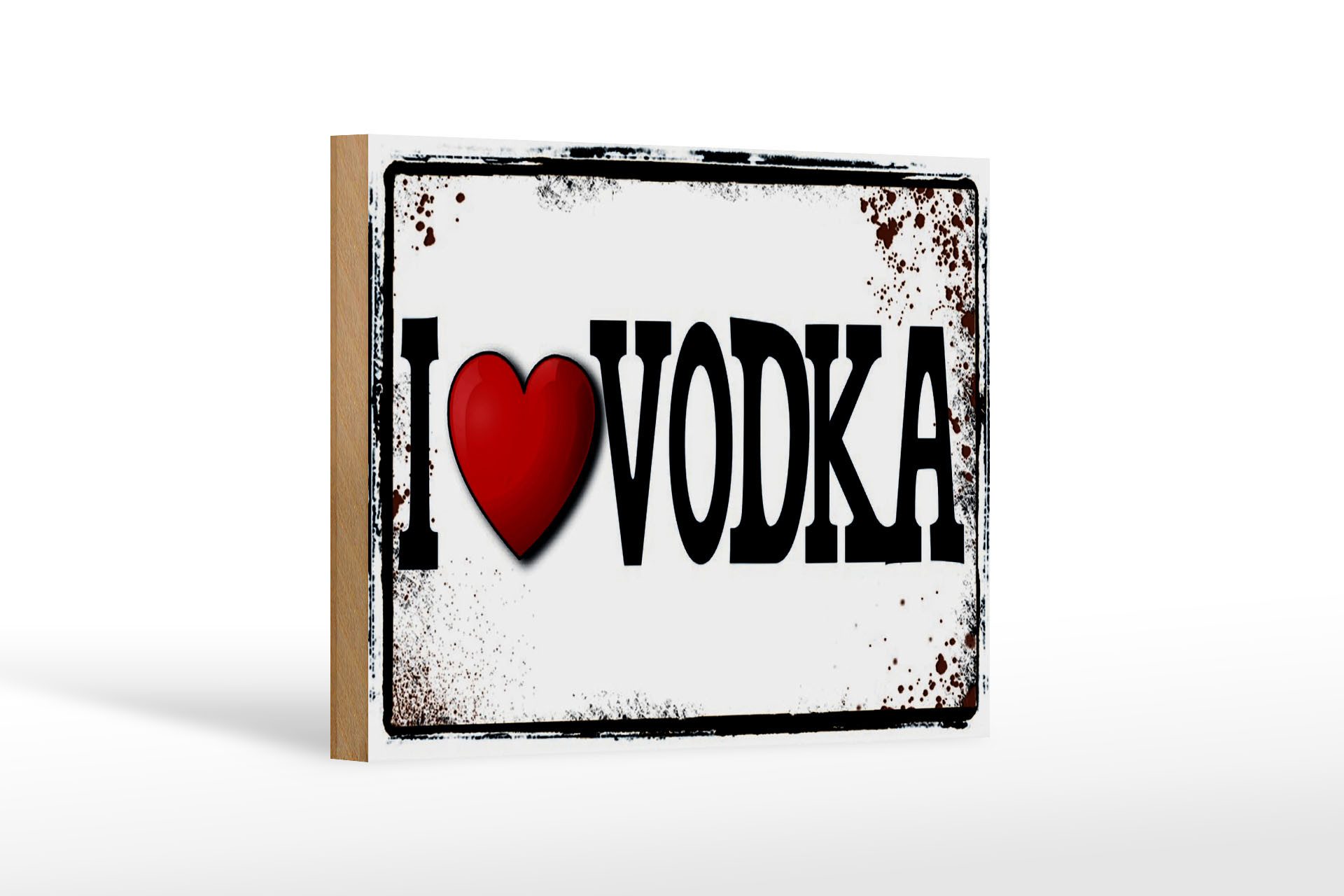 Holzbild 18x12 cm i love Vodka Wanddeko