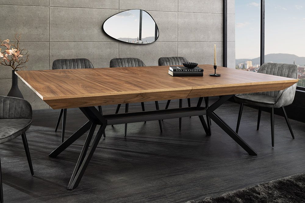 riess-ambiente Esstisch GIANT 200-320cm natur/schwarz-Walnuss, Metall, ausziehbar, 14 Personen (Einzelartikel, 1-St), verlängerbarer Konferenztisch - ideal für große Wohn- und Essbereiche