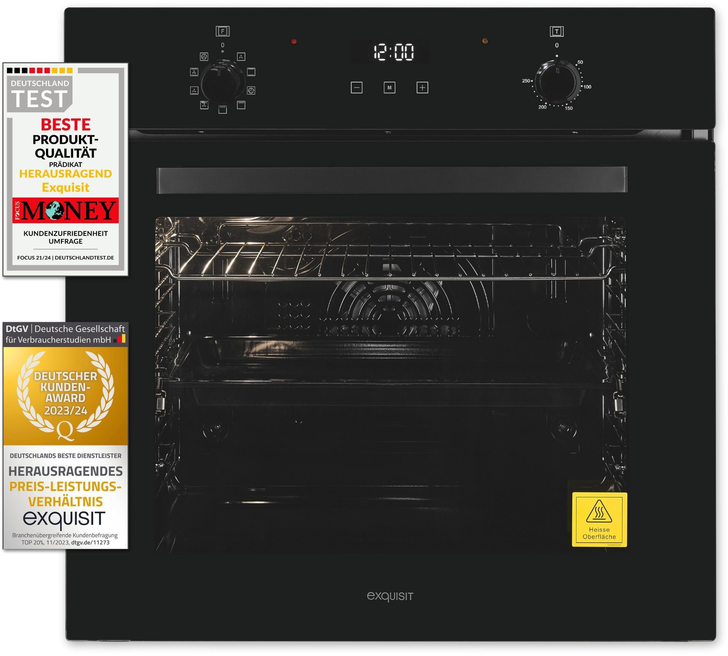 exquisit Einbaubackofen EBE278-H-020 schwarz, Pizzafunktion – ideal für Pizza, Focaccia und mehr!