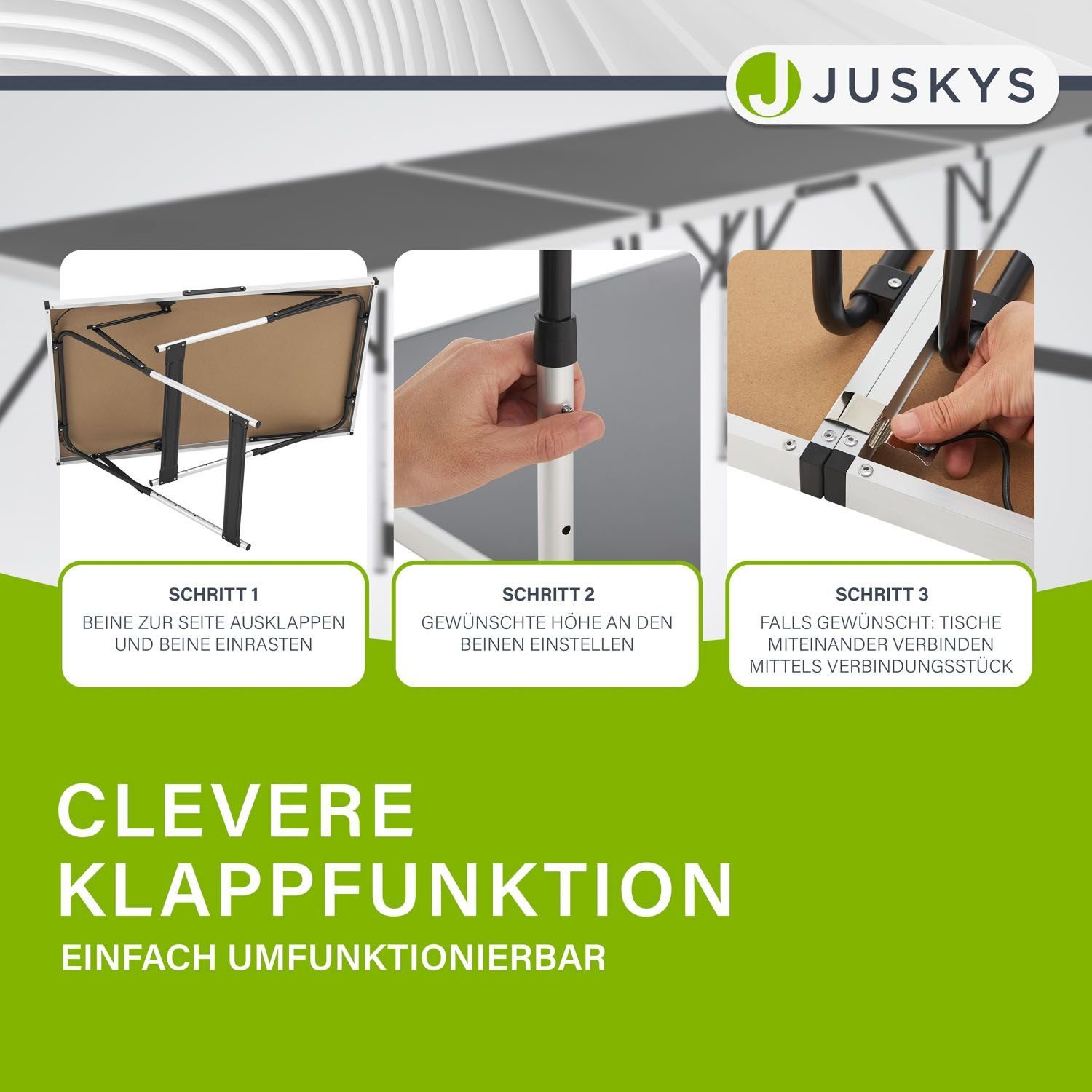 Juskys Tapeziertisch, 100x60x73 cm, 30 kg Tragkraft, platzsparend und standfest