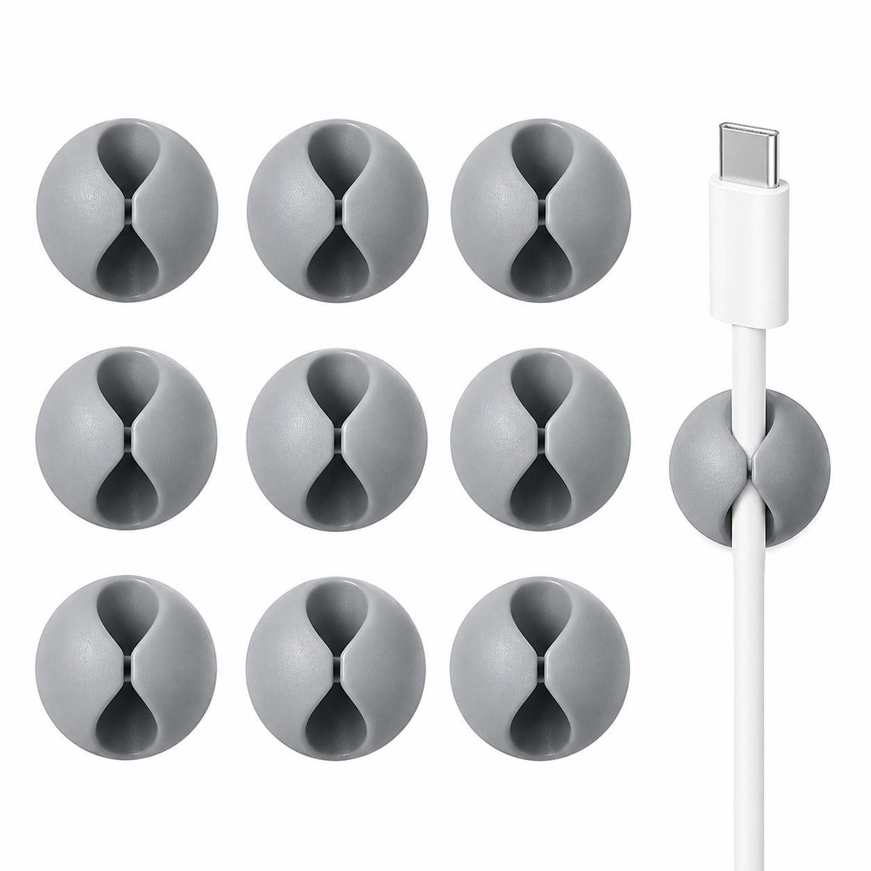 BAYLI Kabelbinder 10er Set Kabelklemmen Selbstklebend Grau Kabelhalter Kabelclips Kabelf