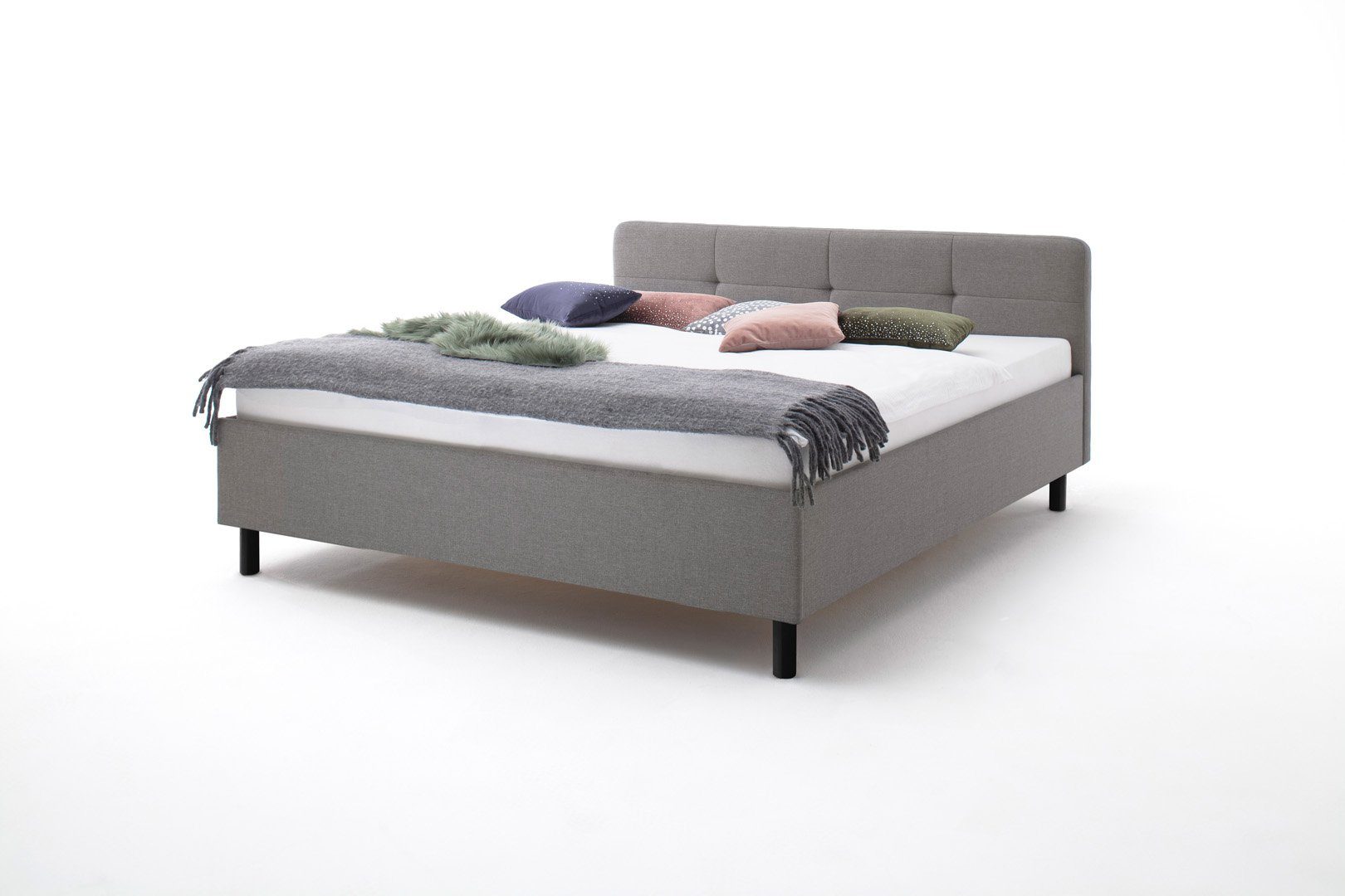 ebuy24 Bett Amelie .//Hellgrau//Holz schwarz