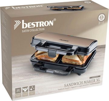 bestron Sandwichmaker ASM90XLSAT, antihaftbeschichtet, für 2 Sandwiches, 900 W