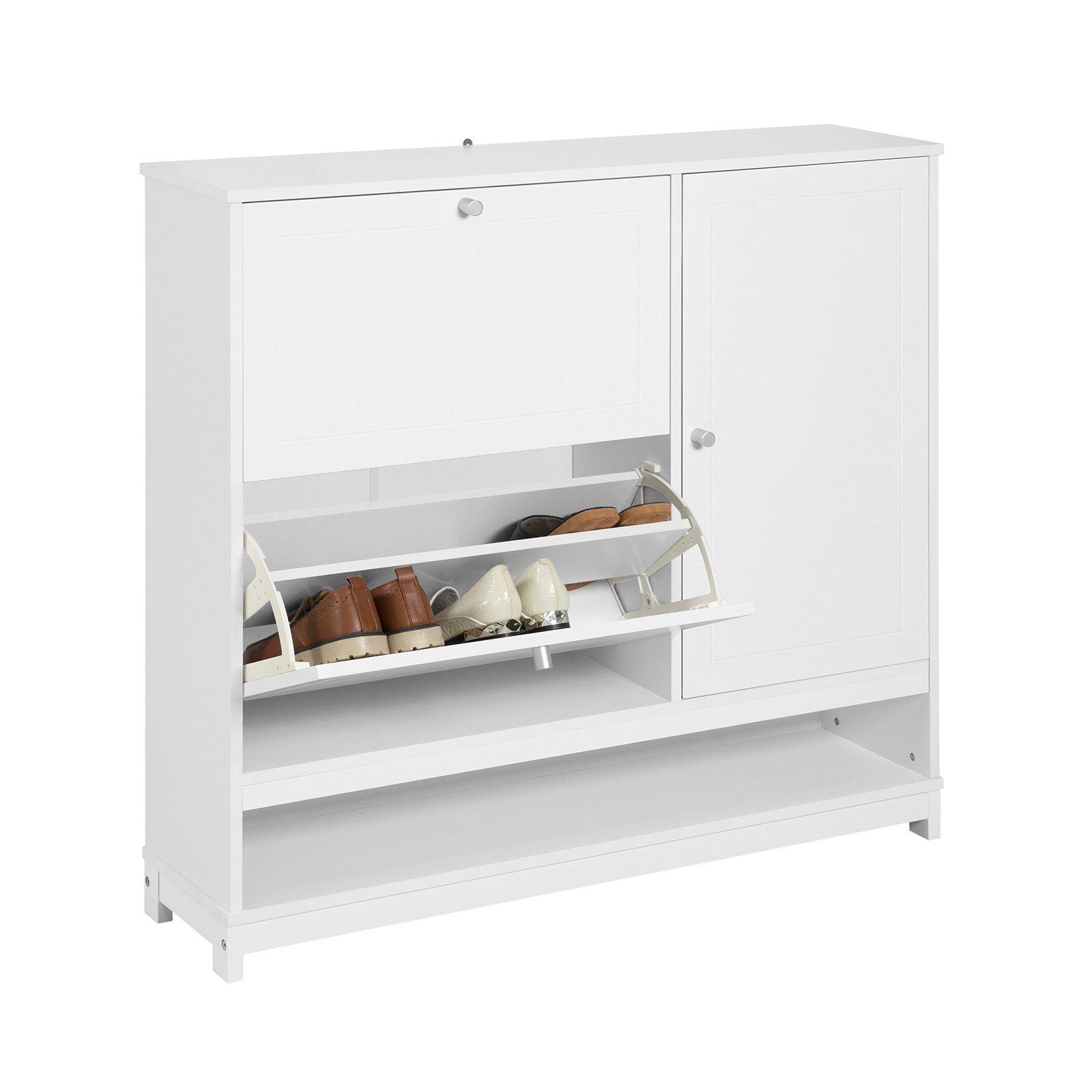 SoBuy Schuhschrank FSR114 mit 2 Klappen, 1 offenen Fach und 1 Tür Schuhkipp günstig online kaufen