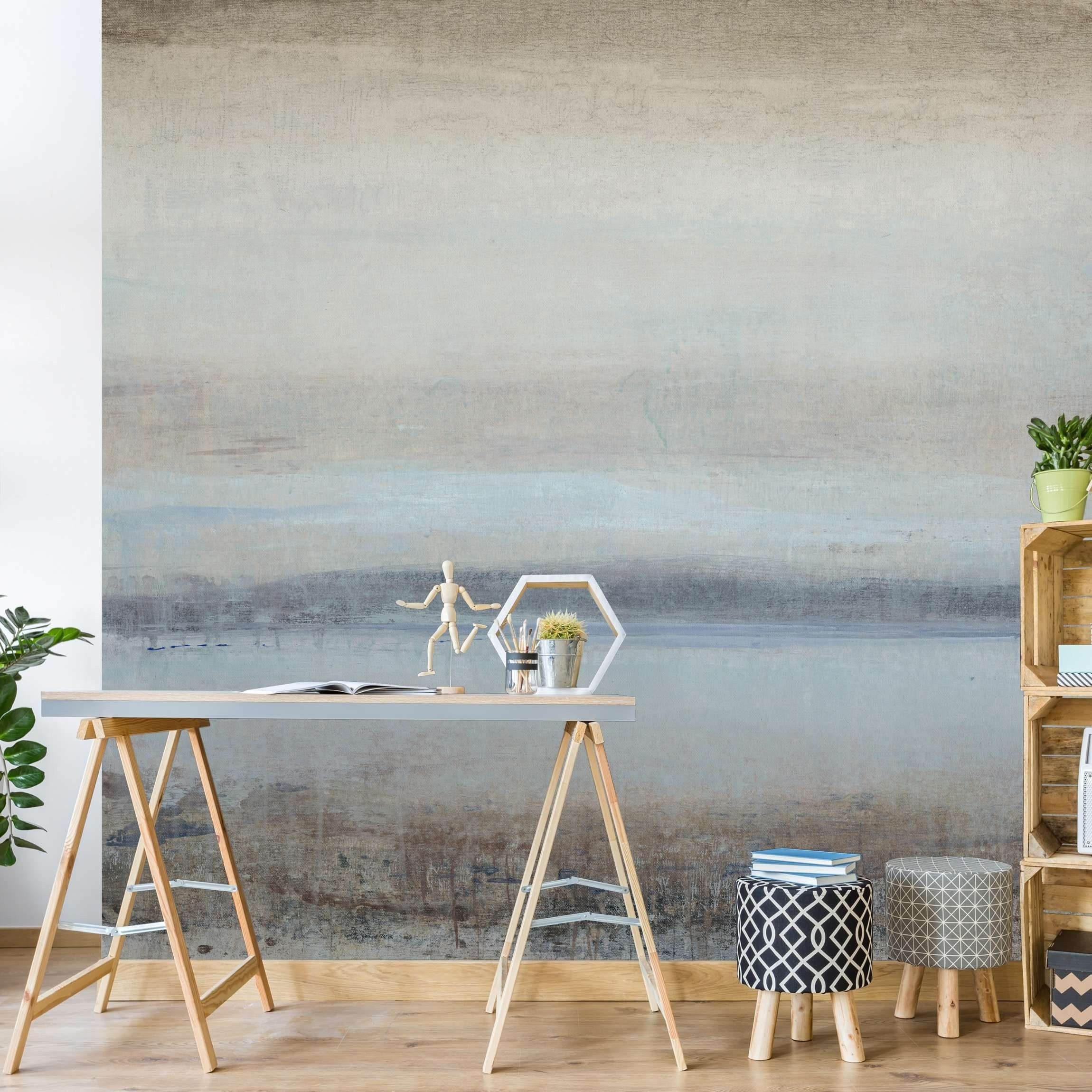 Bilderdepot24 Vliestapete Abstrakt Horizont Blau Tapete Wanddeko Modern Kunst, Glatt, Matt, (Vliestapete inkl. Kleister oder selbstklebend), Wohnzimmer Schlafzimmer Küche Flur Fototapete Motivtapete Wandtapete