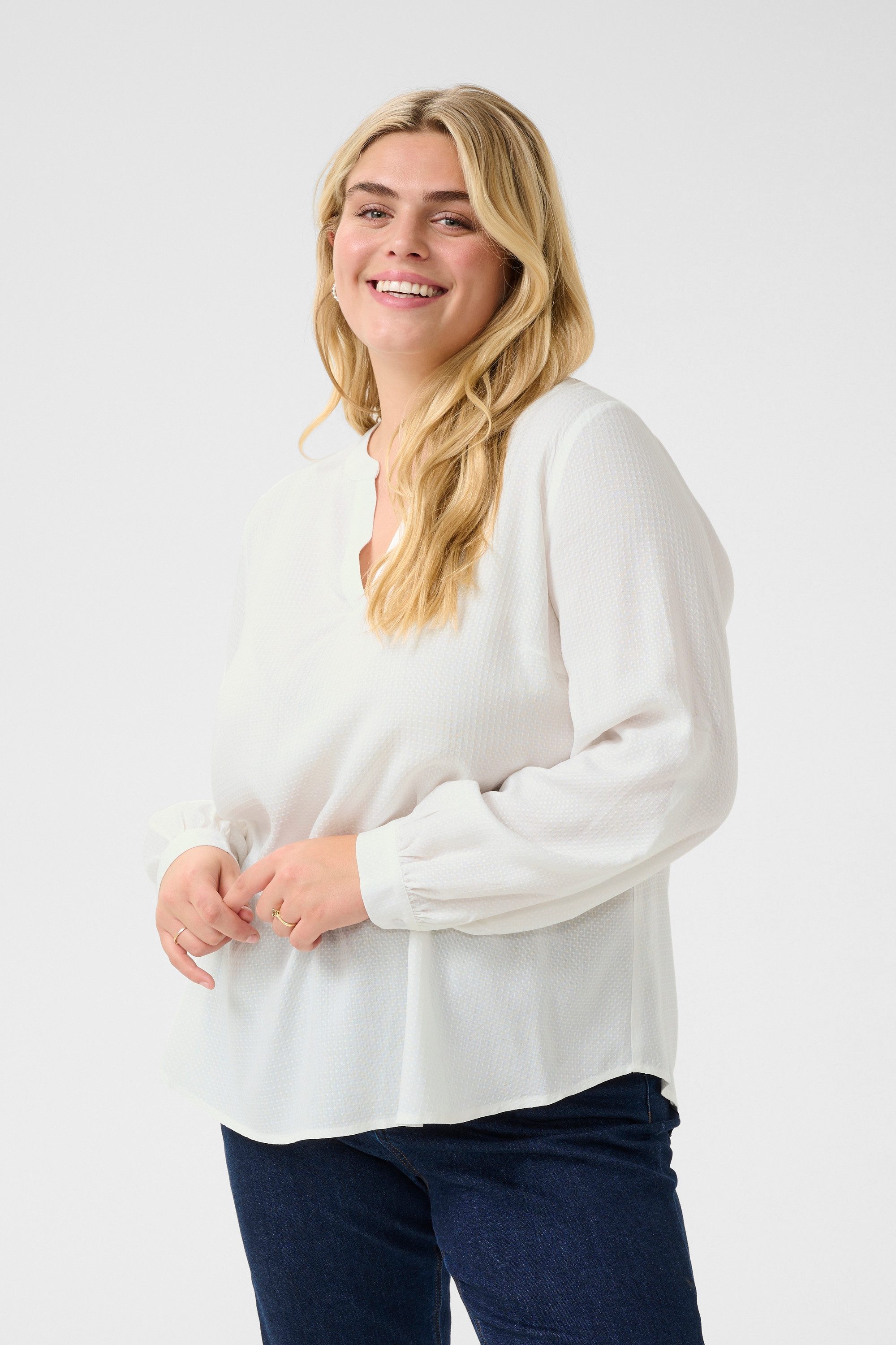 KAFFE Curve Langarmbluse Langarm-Bluse KCmolly Große Größen günstig online kaufen