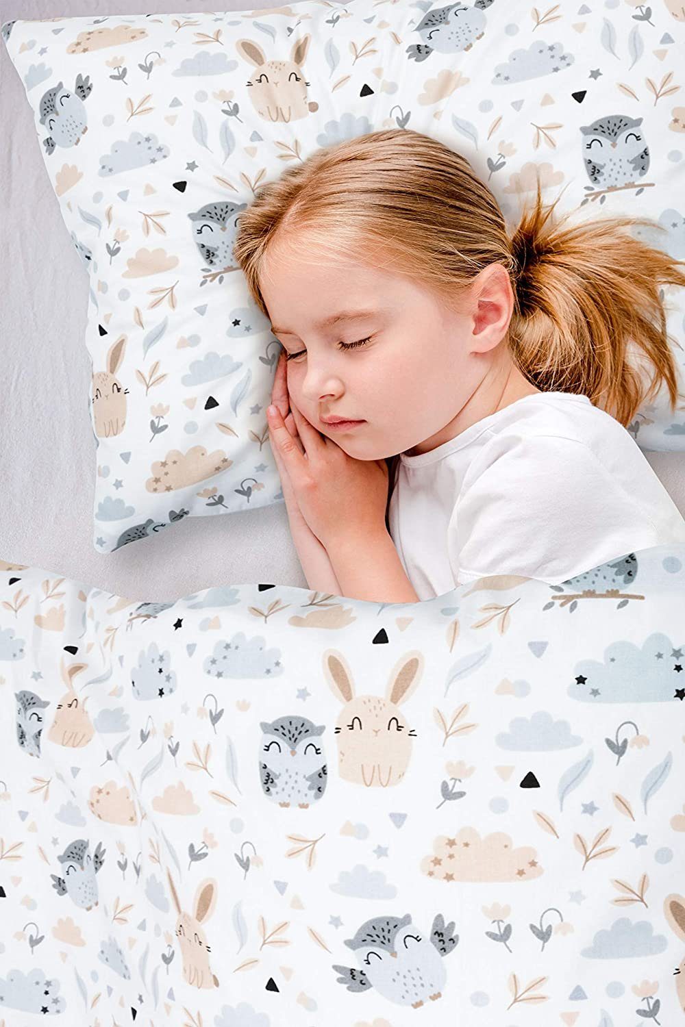 Amilian Kinderbettwäsche 100x135 - Bettwäsche Kinder - Kopfkissenbezug 40x60 cm Babybettwäsche, 2 teilig, 100% Baumwolle, für Mädchen und Jungen