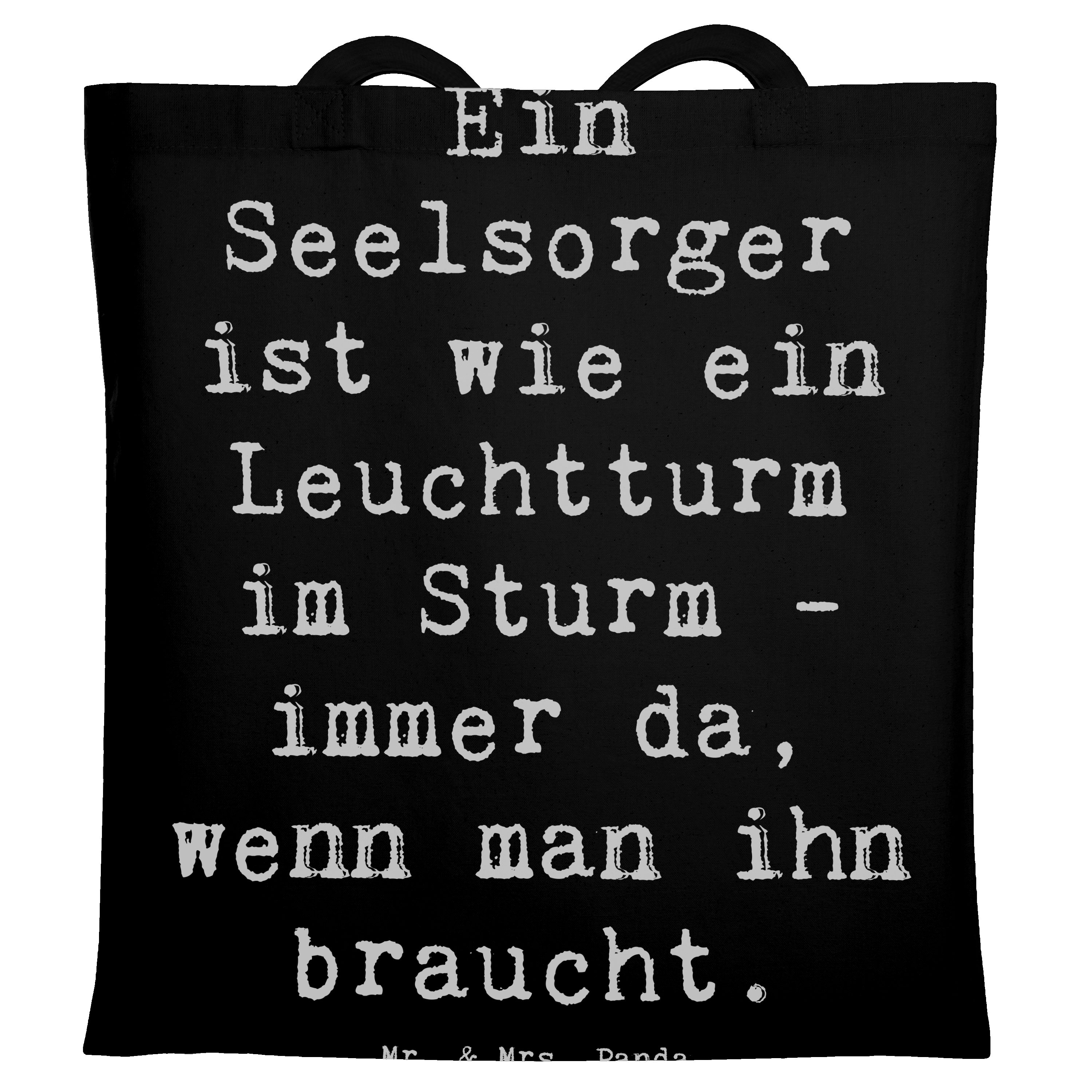 Tragetasche Seelsorger Leuchtturm - Schwarz - Geschenk, Unterstützung, Beuteltasc