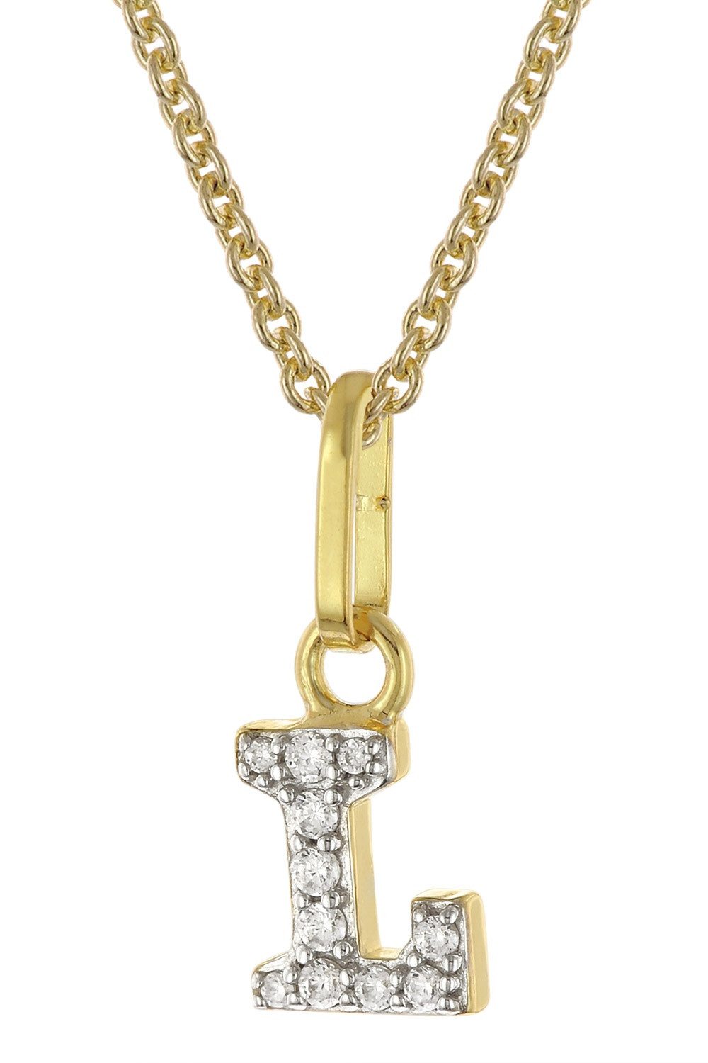 Kette mit Anhänger mit L Anhänger 925 Silber Vergoldet