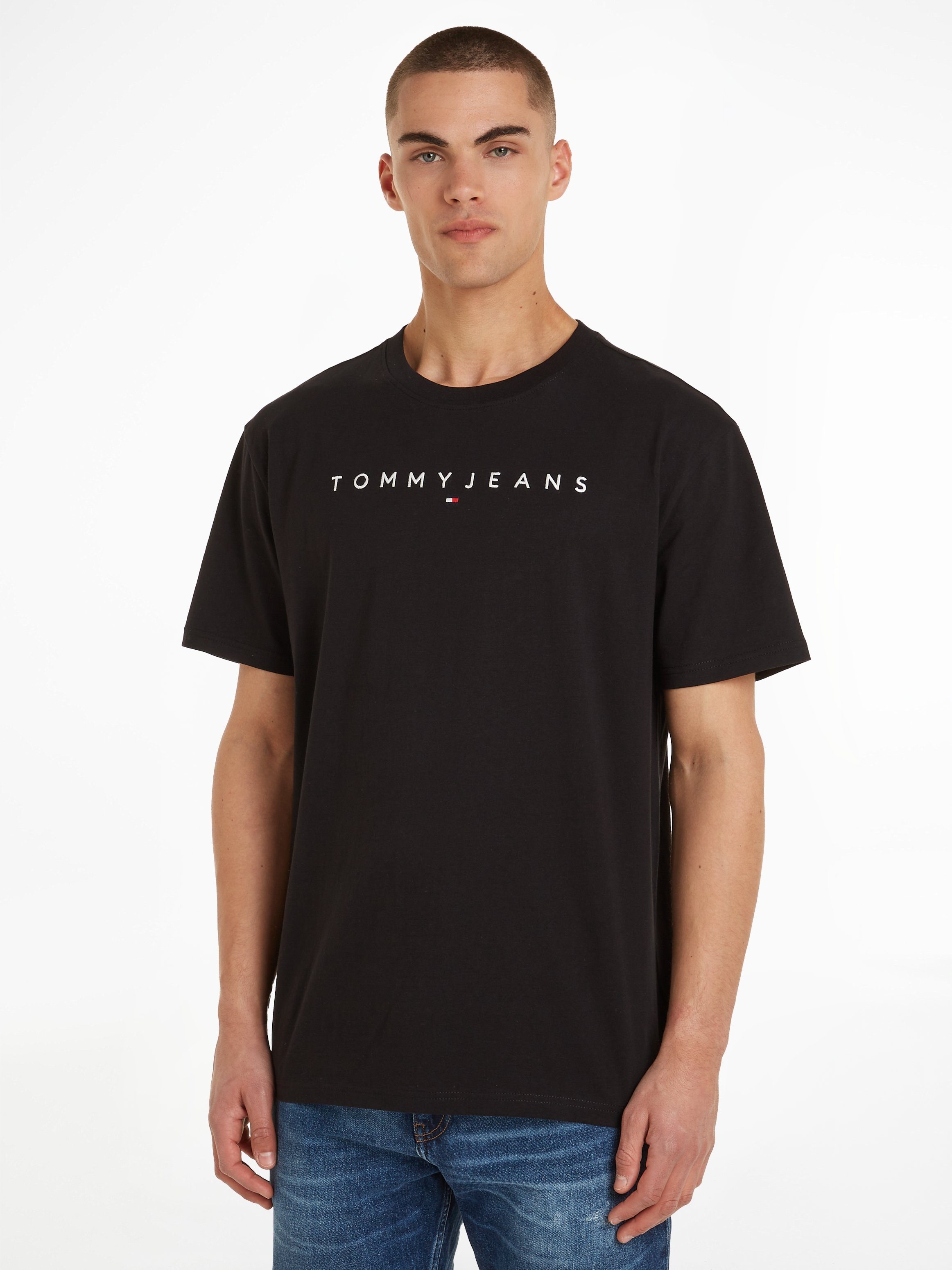 Tommy Jeans Plus T-Shirt TJM REG LINEAR LOGO TEE EXT mit Tommy Jeans Logo-Schriftzug Black
