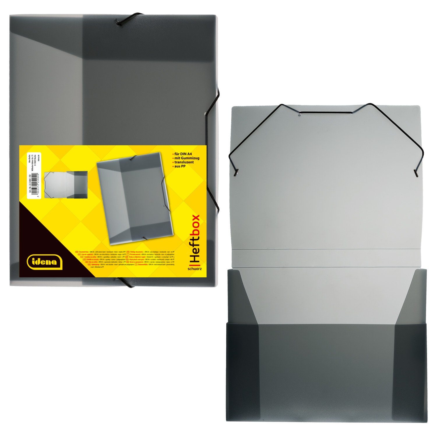 Idena Hefter Idena 225404 - Heftbox für DIN A4 mit Gummizug, aus PP, Füllhöhe 3,5