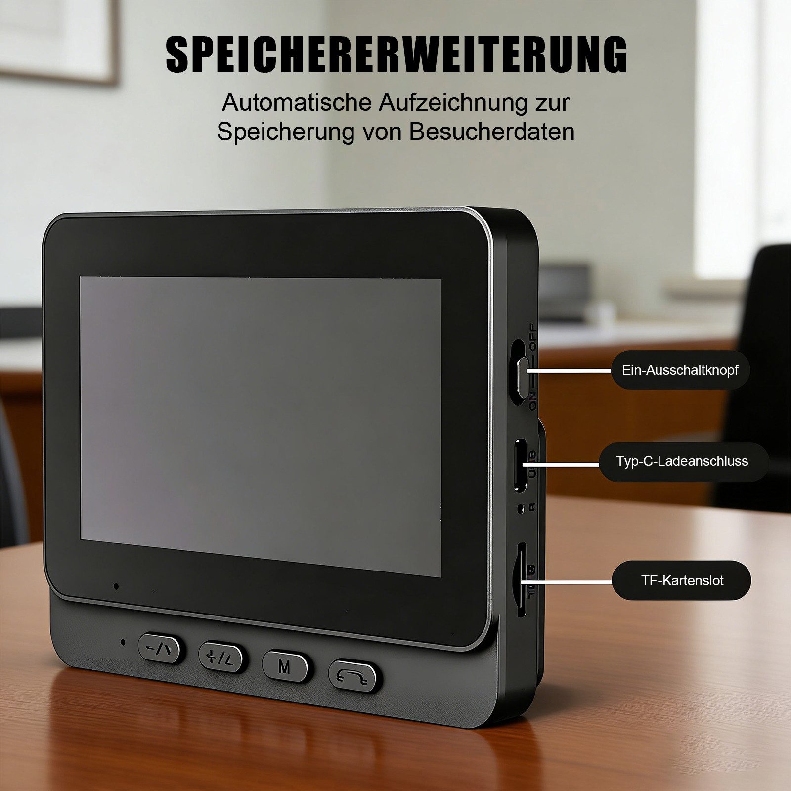 AKKEE Video-Türsprechanlage Drahtlose Video-Türklingel, 2,4-GHz-Verbindung (Mit intelligentem 4,3-Zoll-IPS-Display kabellose Türklingel) – Bild 4 von 5